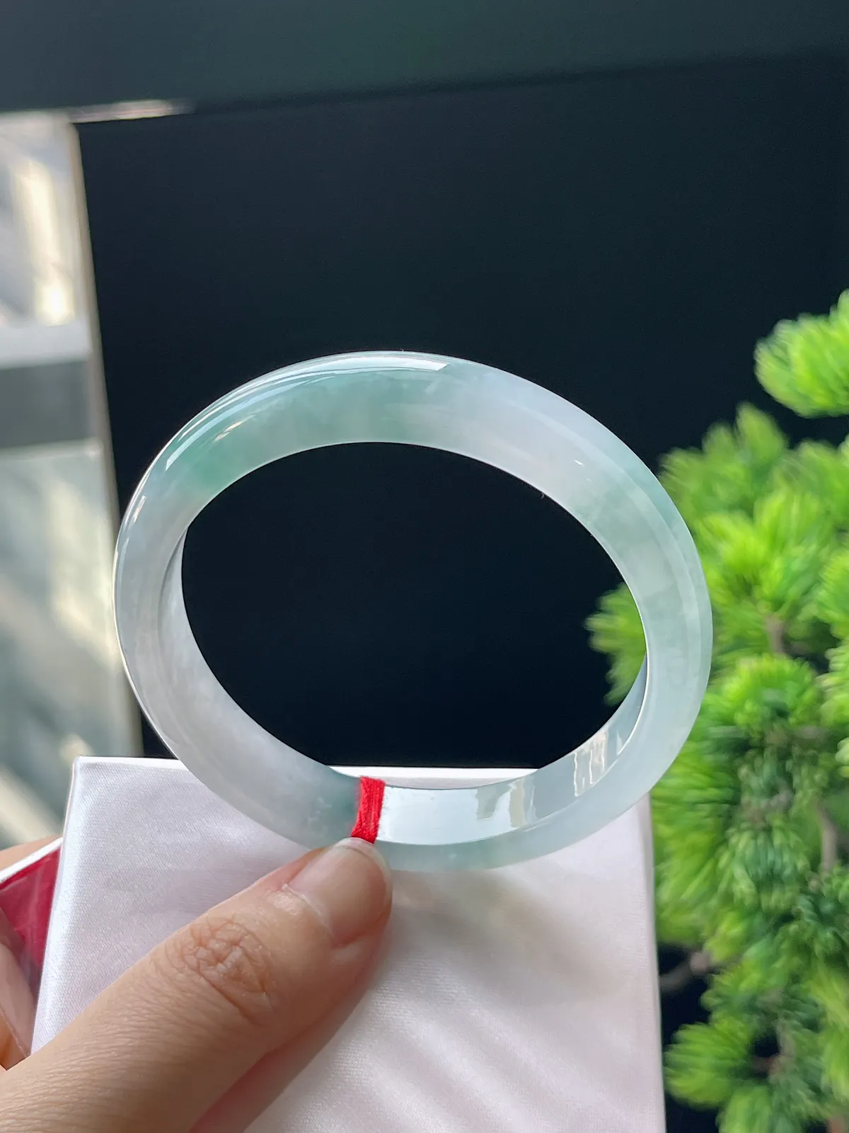 正圈57.2圈口，翡翠冰糯种飘花手镯