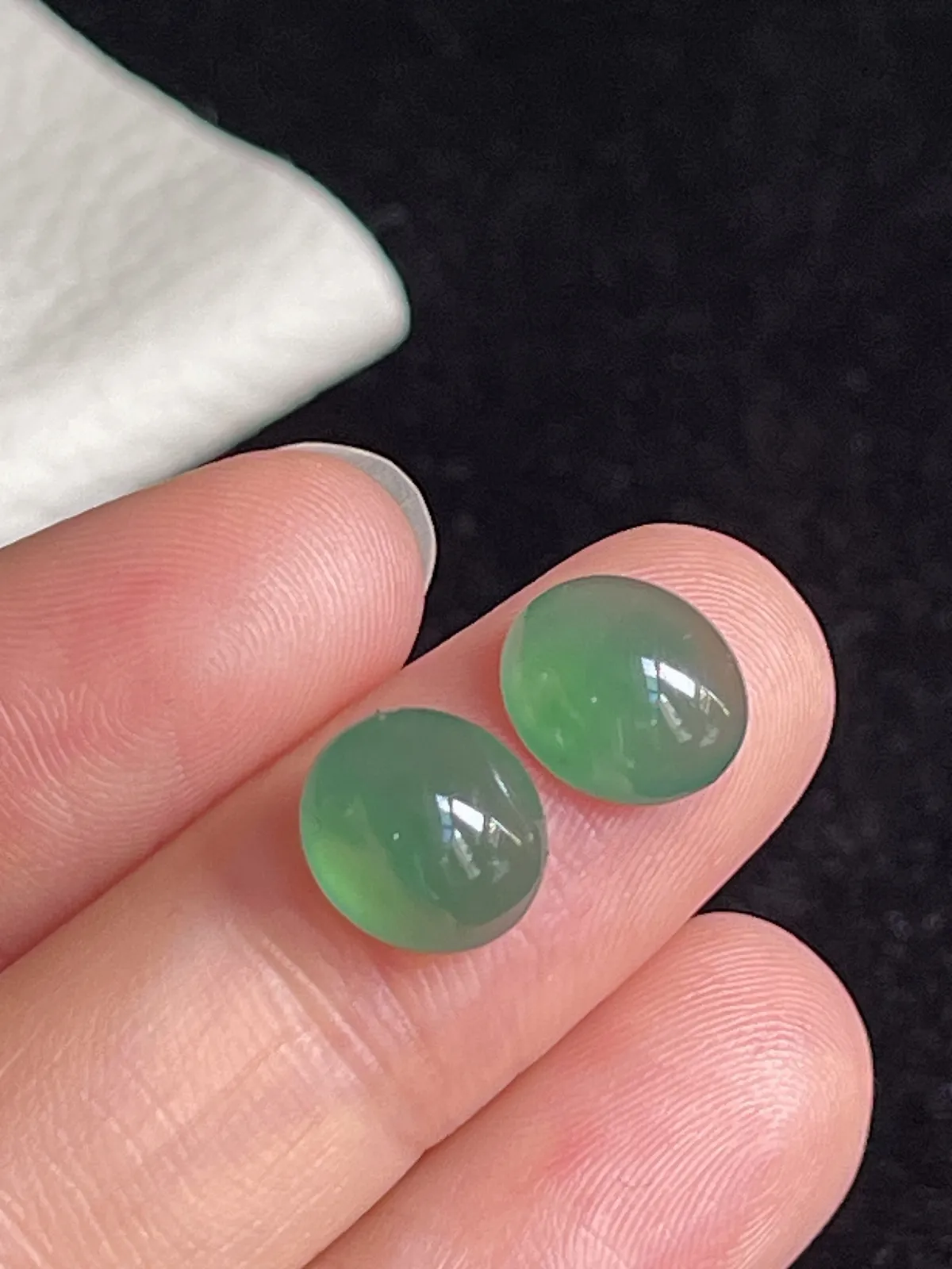 翡翠冰糯种绿色戒面，单颗价