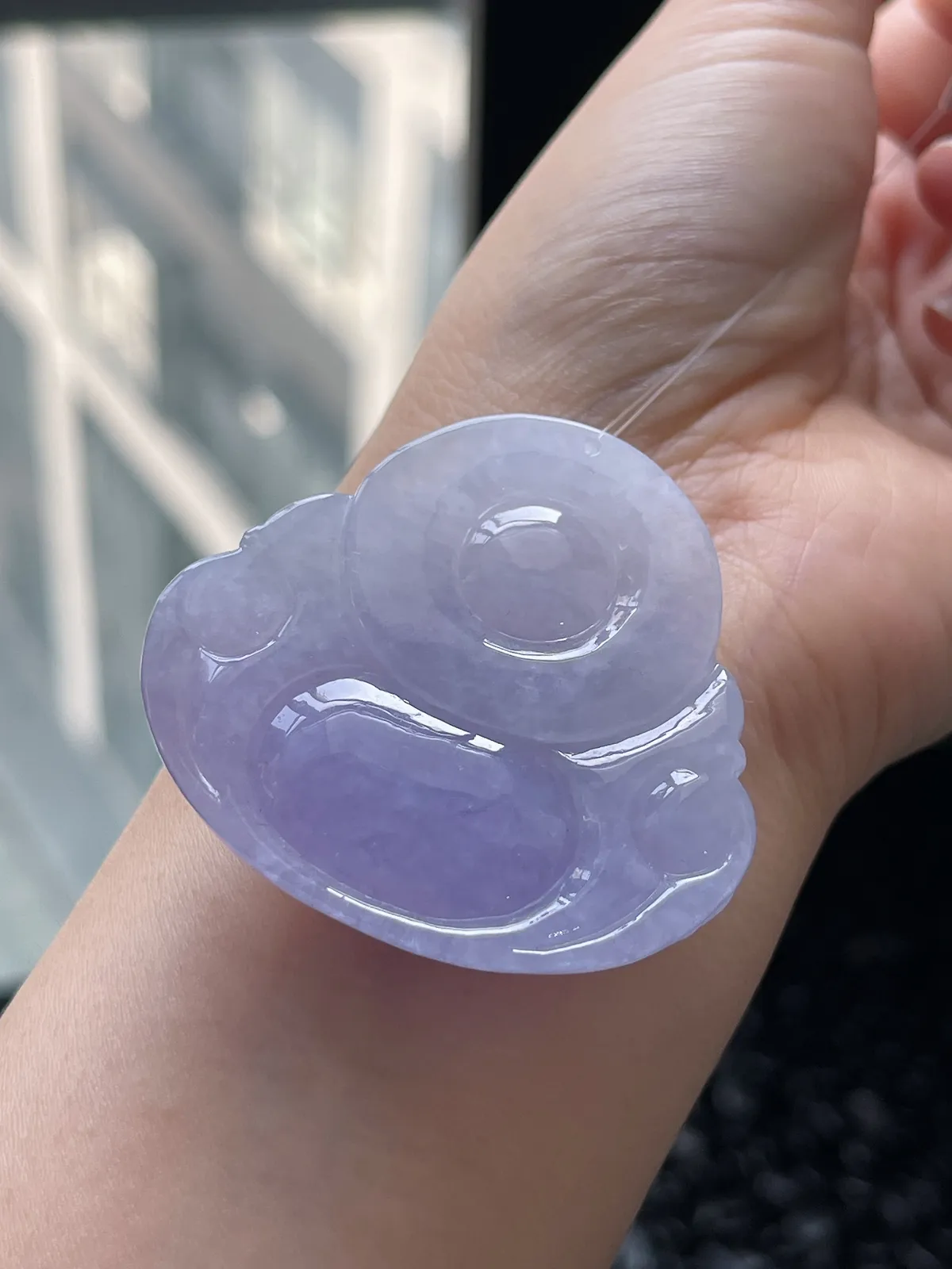 翡翠糯化种淡紫色吊坠