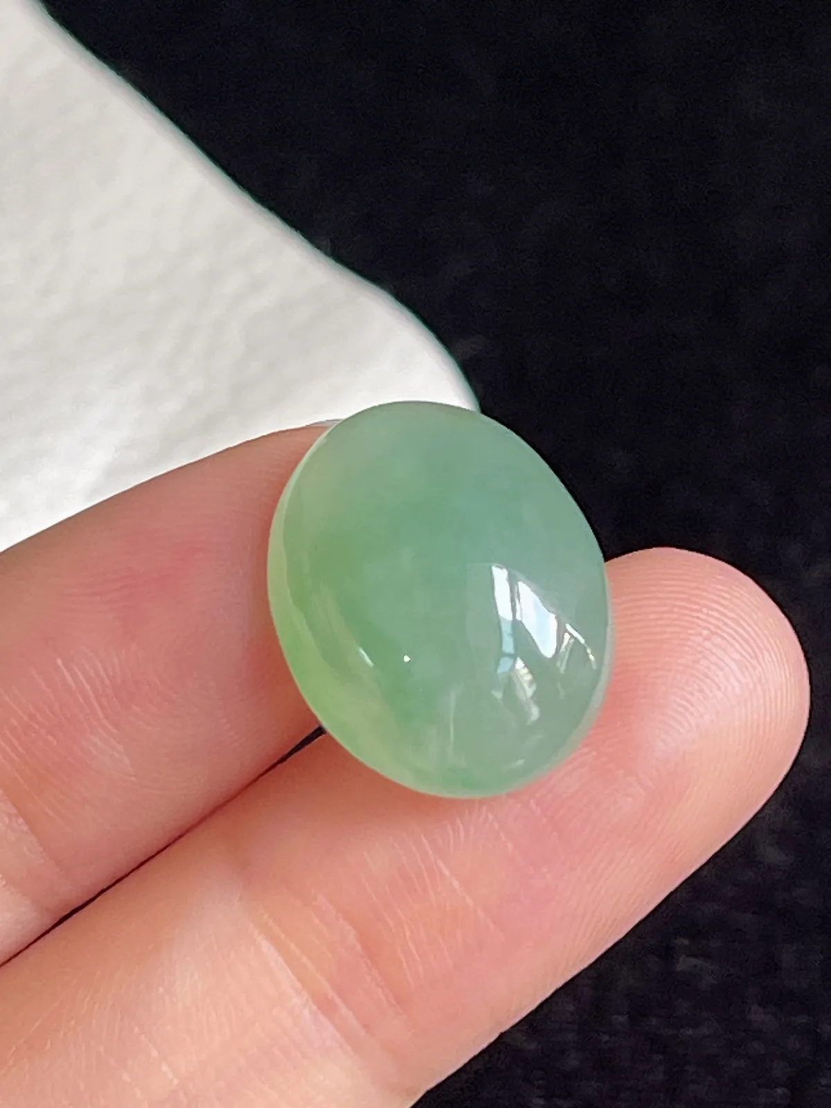 翡翠冰糯种浅绿色戒面