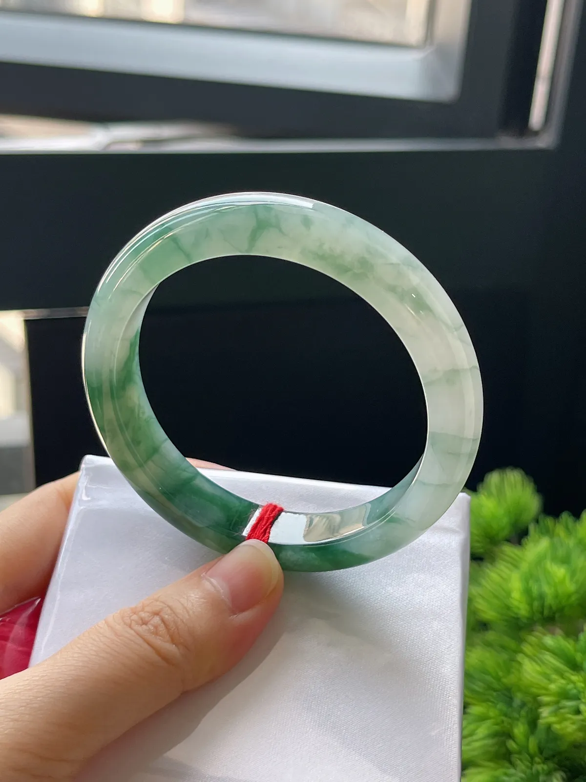 正圈54，翡翠糯化种飘花手镯