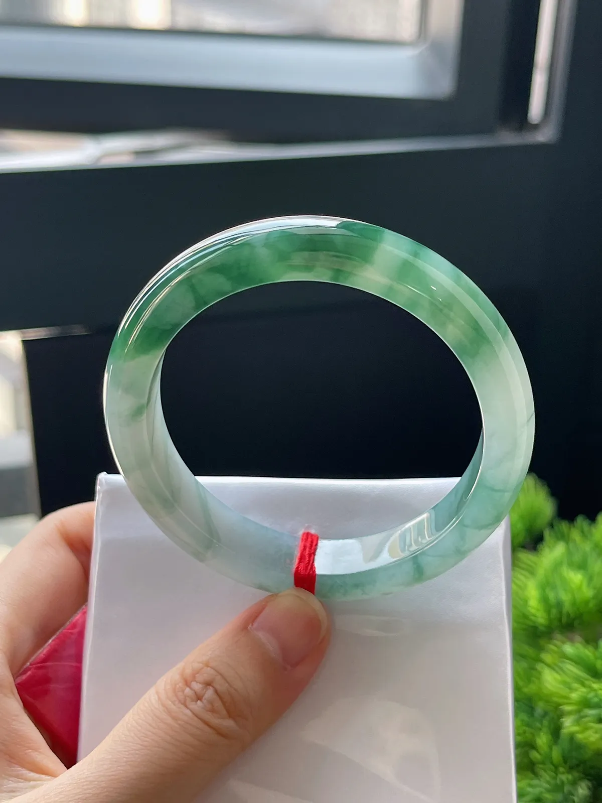 正圈54，翡翠糯化种飘花手镯