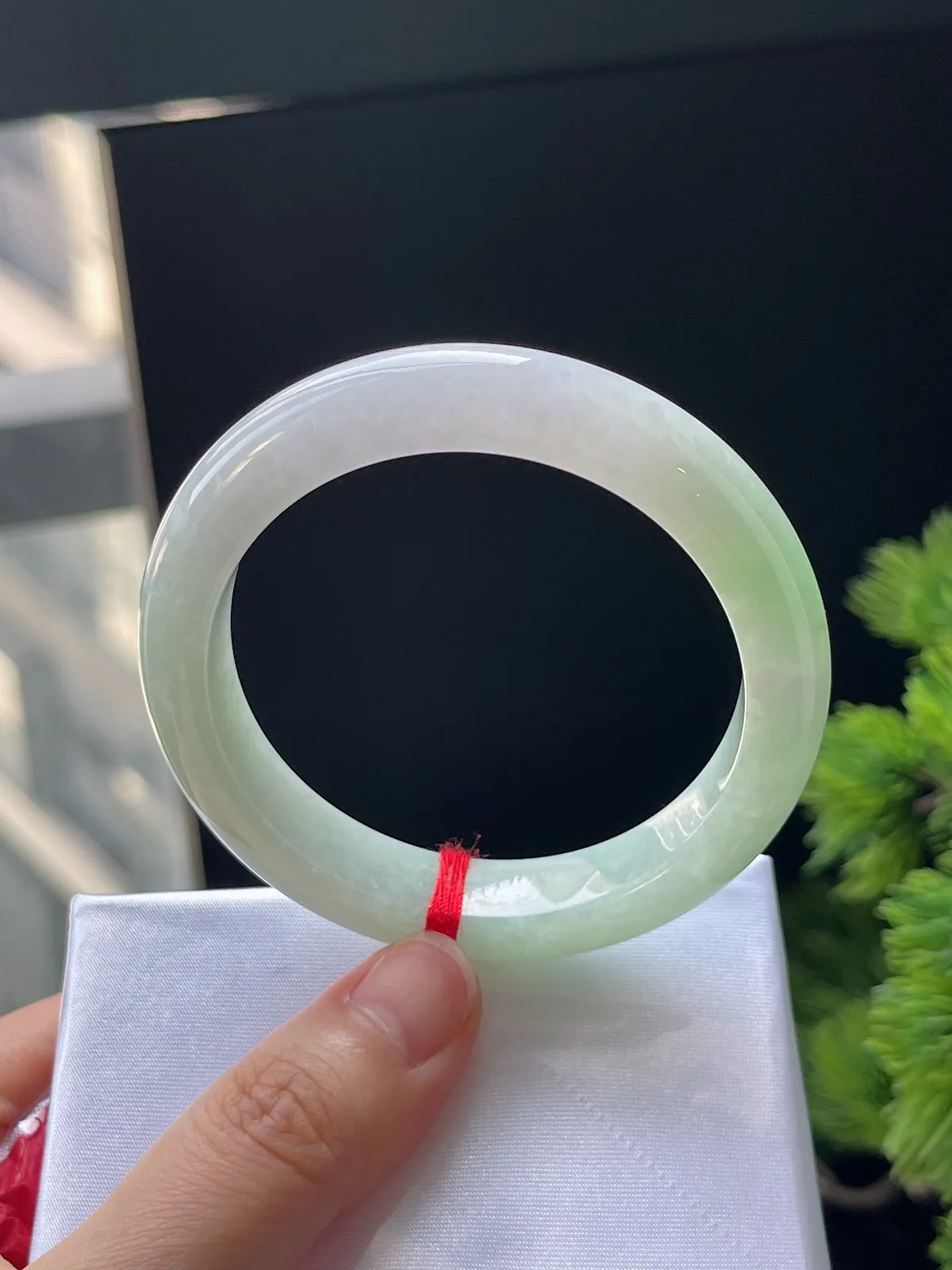 正圈51.6，翡翠糯化种浅绿色手镯