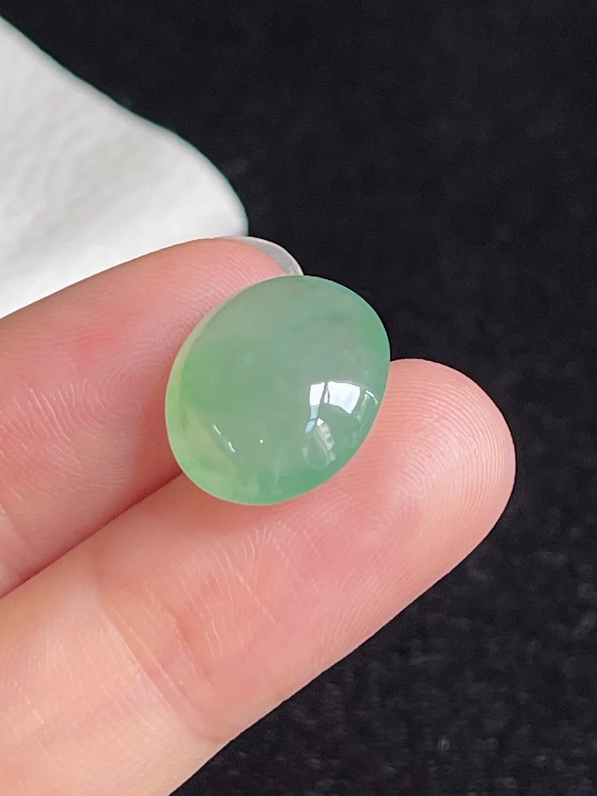 翡翠冰糯种浅绿色戒面