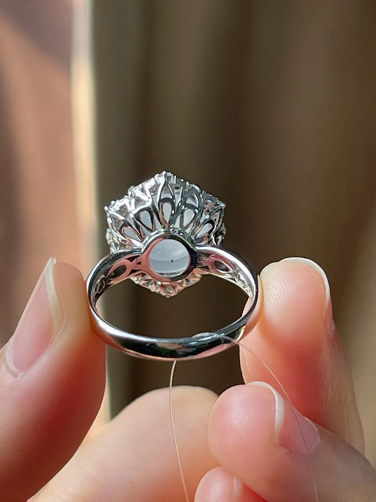 18k金翡翠白冰戒指