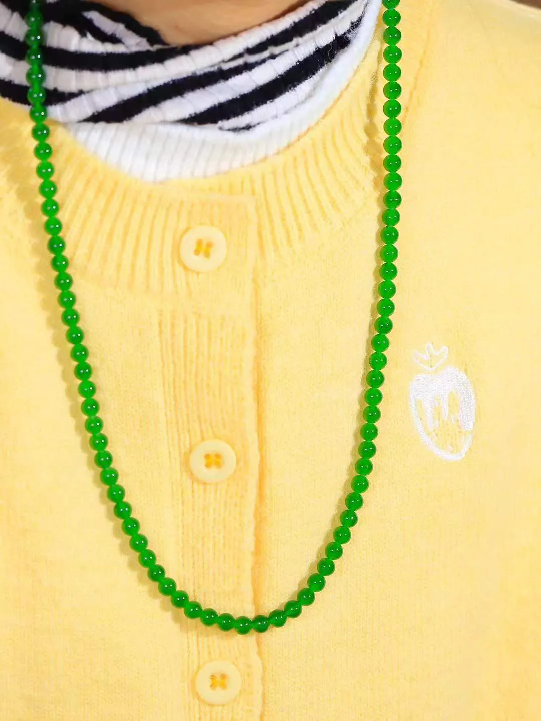 【珠圆玉润.项链】

精品和田玉碧玉珠圆玉润项链 玉质温润细腻  整串打磨圆润，佩戴舒适。珠珠落玉盘