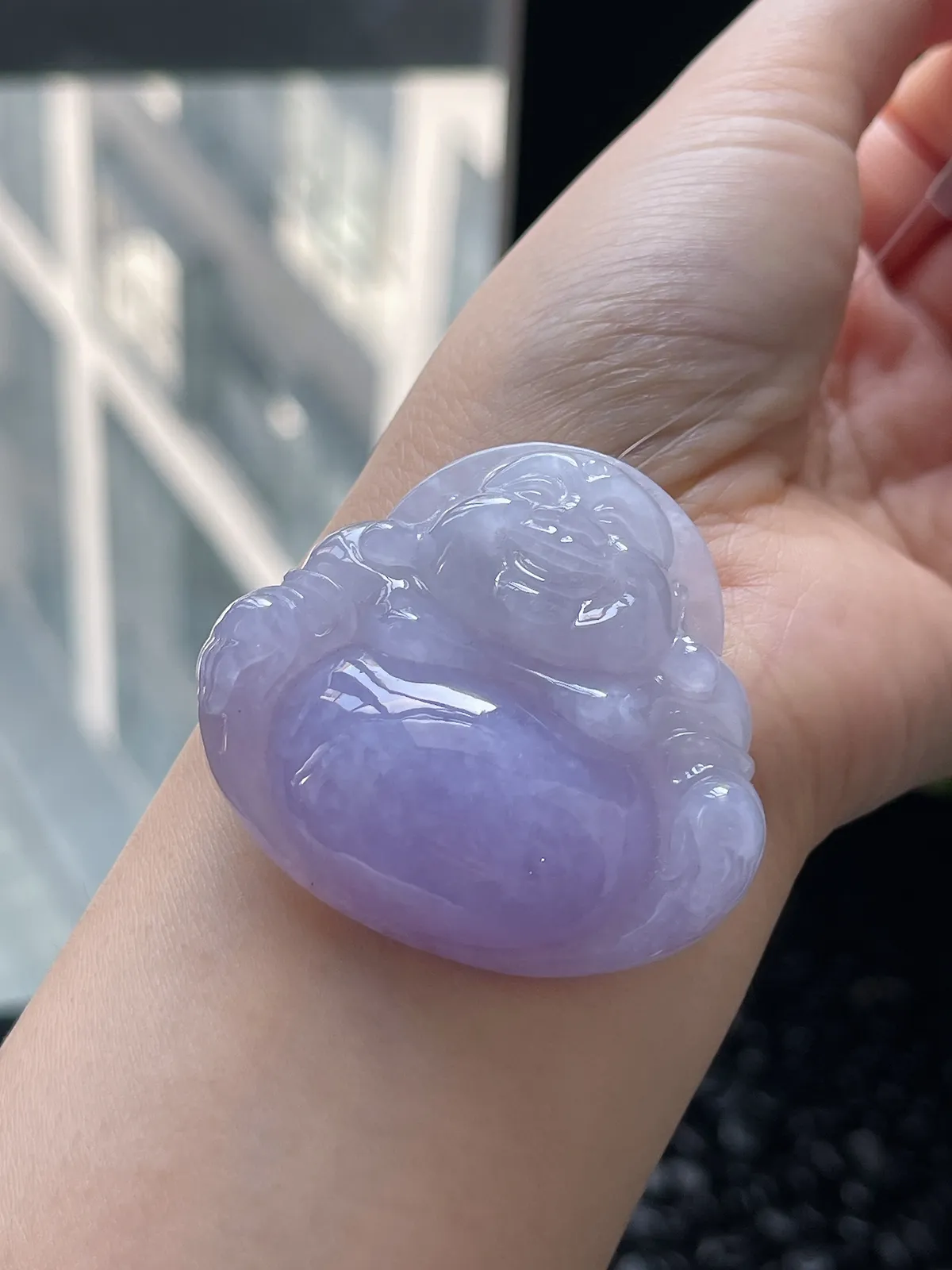 翡翠糯化种淡紫色吊坠