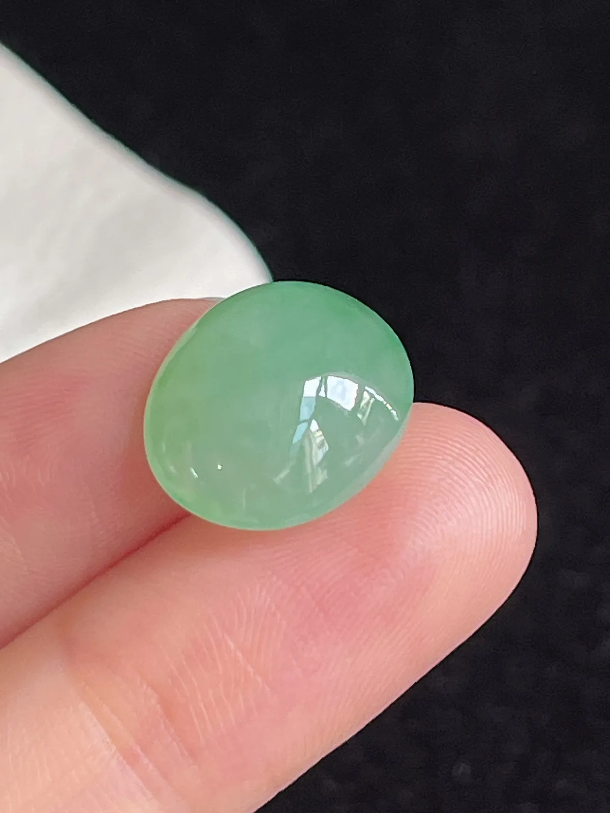 翡翠冰糯种浅绿色戒面