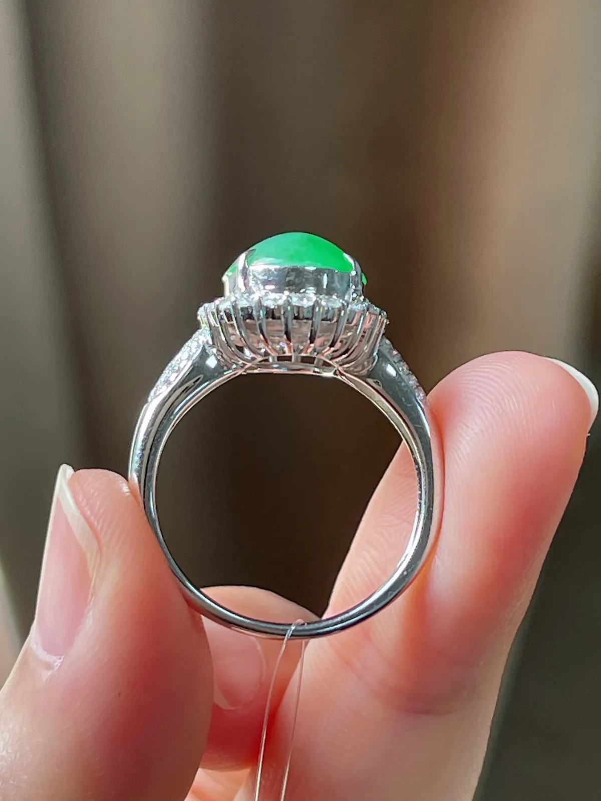 翡翠冰糯种绿色戒指