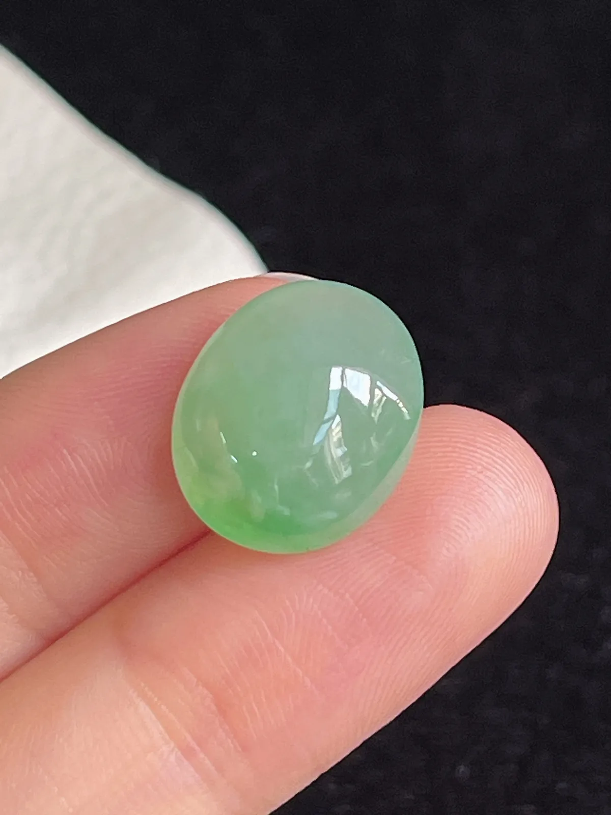 翡翠冰糯种浅绿色戒面