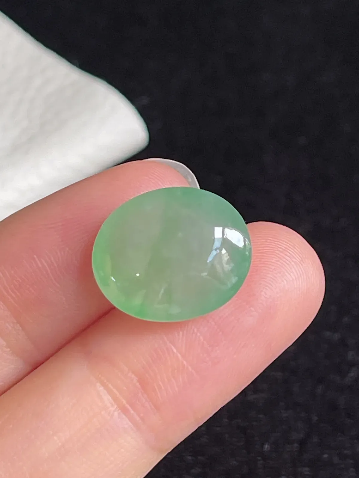 翡翠冰糯种浅绿色戒面