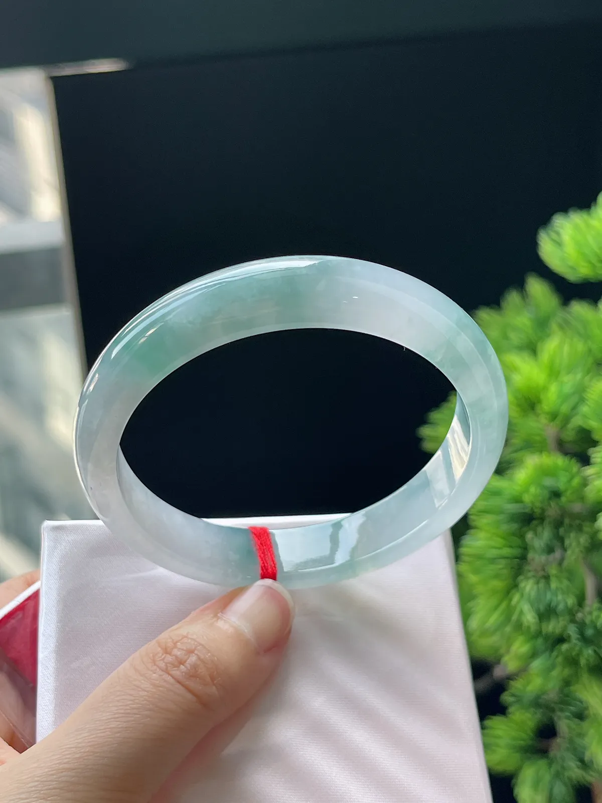 正圈57.2圈口，翡翠冰糯种飘花手镯