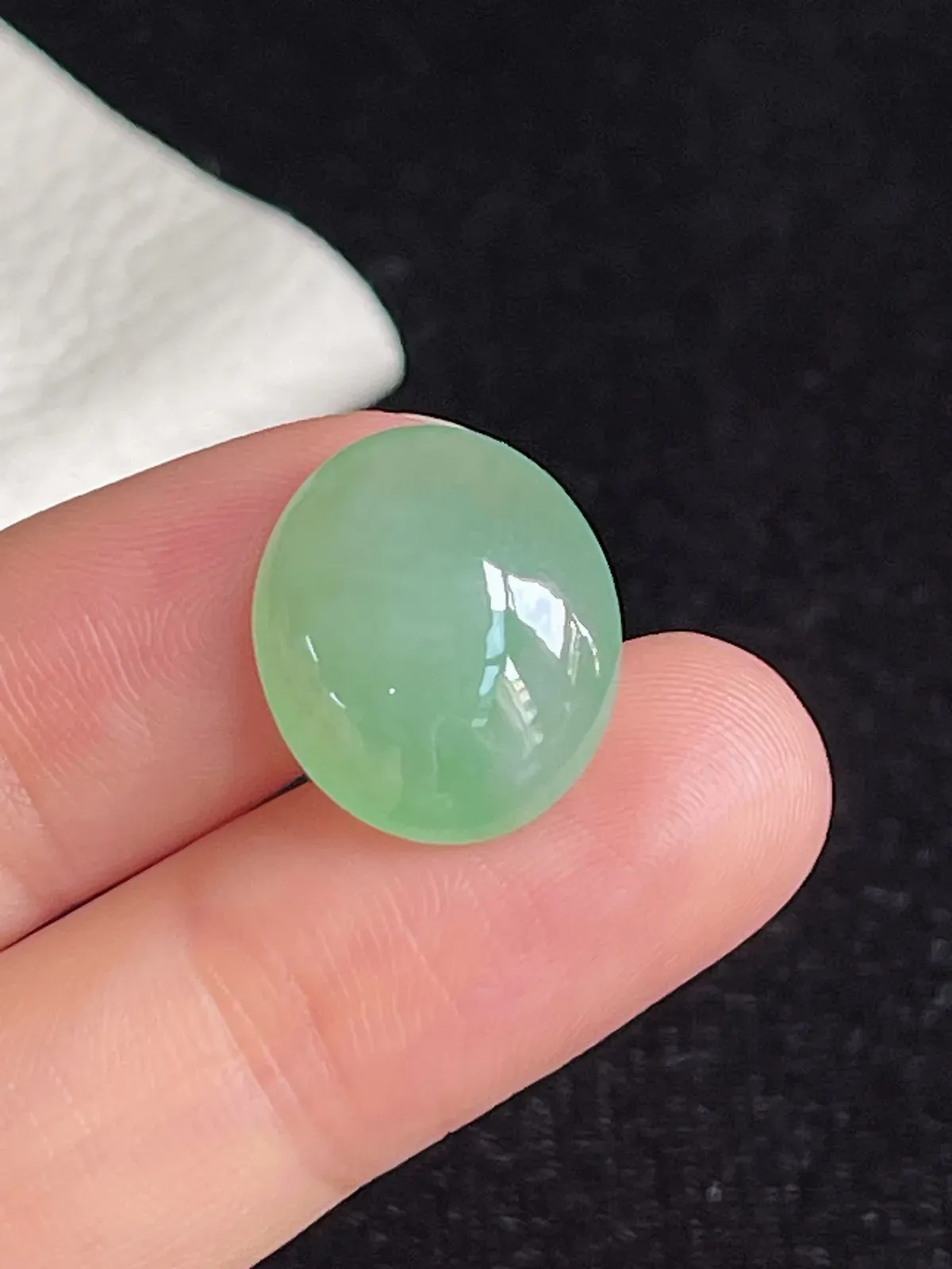 翡翠冰糯种浅绿色戒面