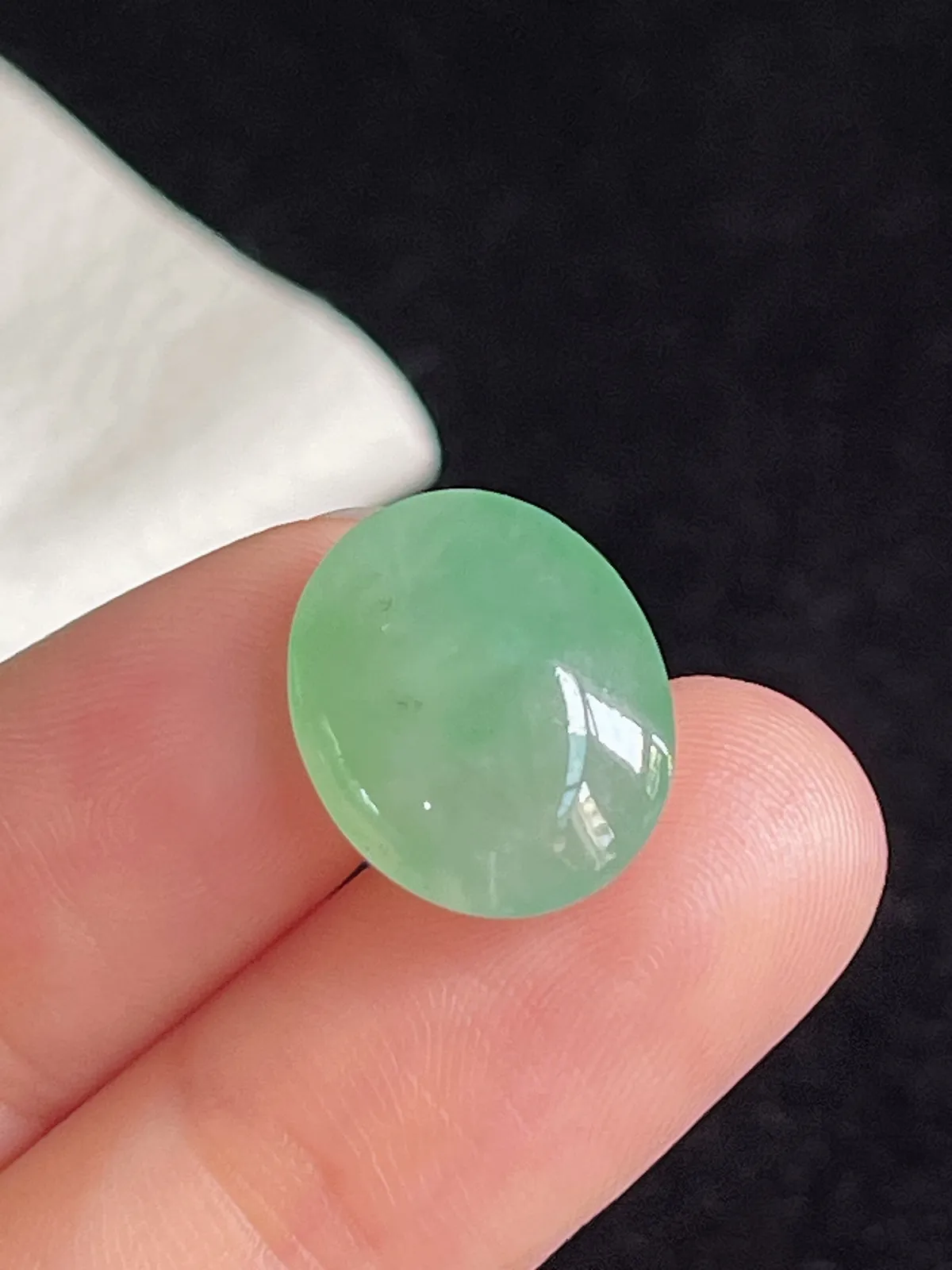 翡翠冰糯种浅绿色戒面