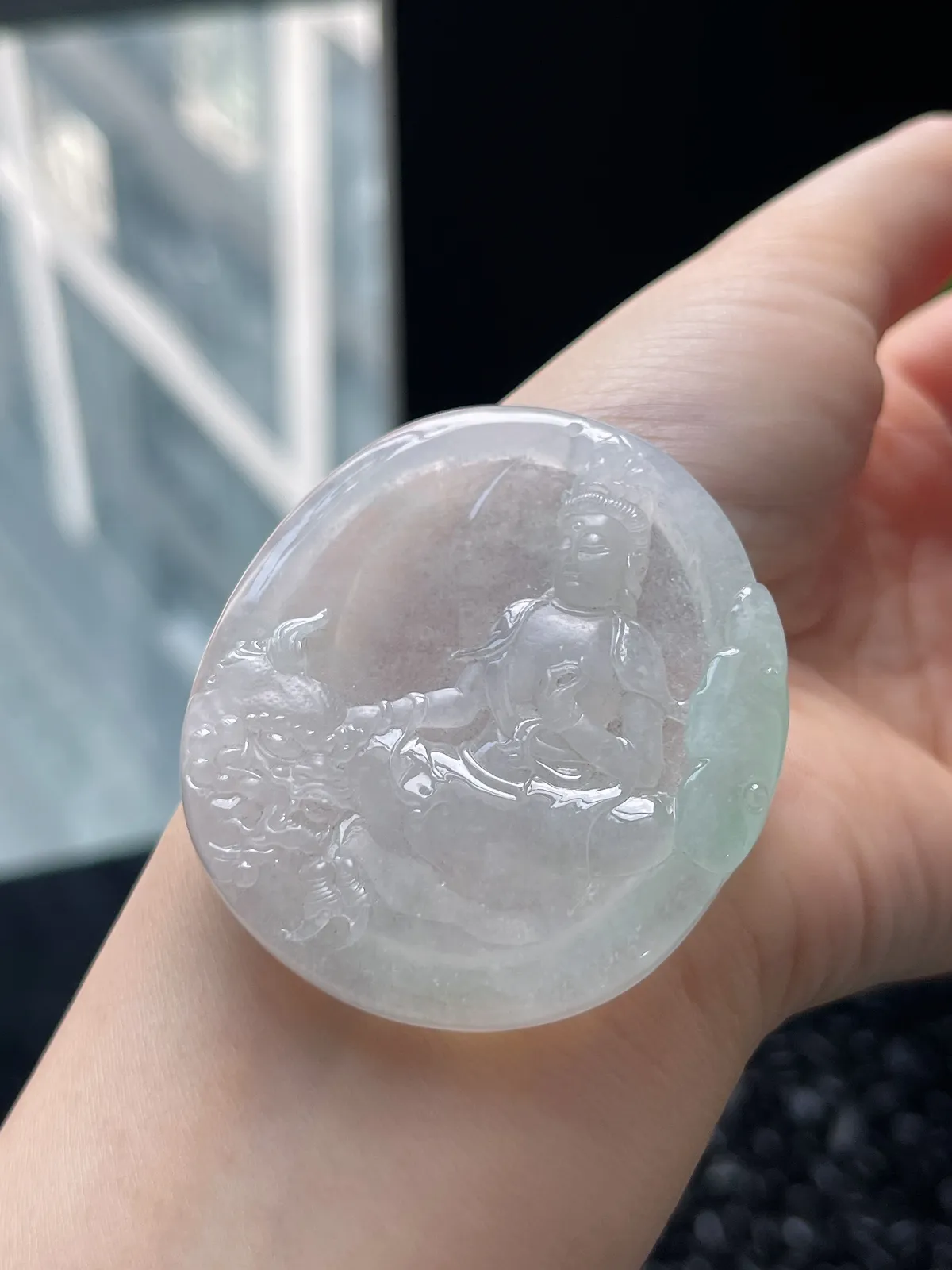 翡翠冰糯种白色挂坠