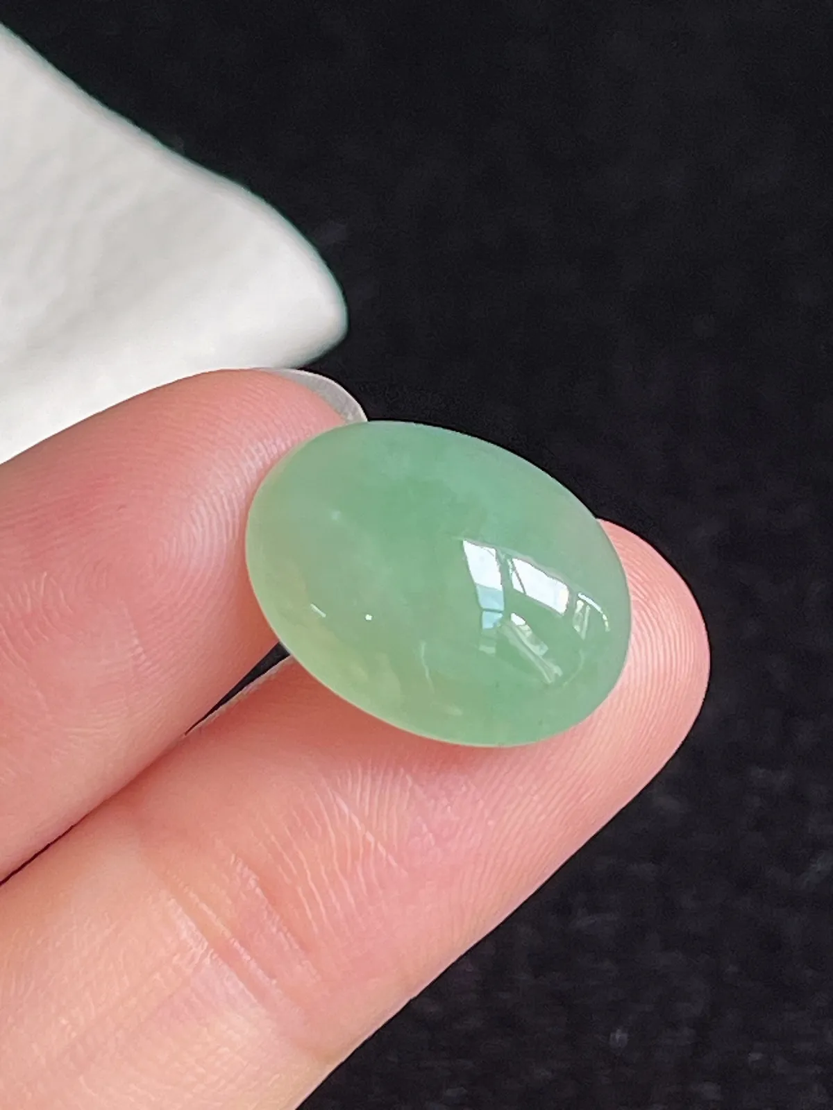 翡翠冰糯种浅绿色戒面