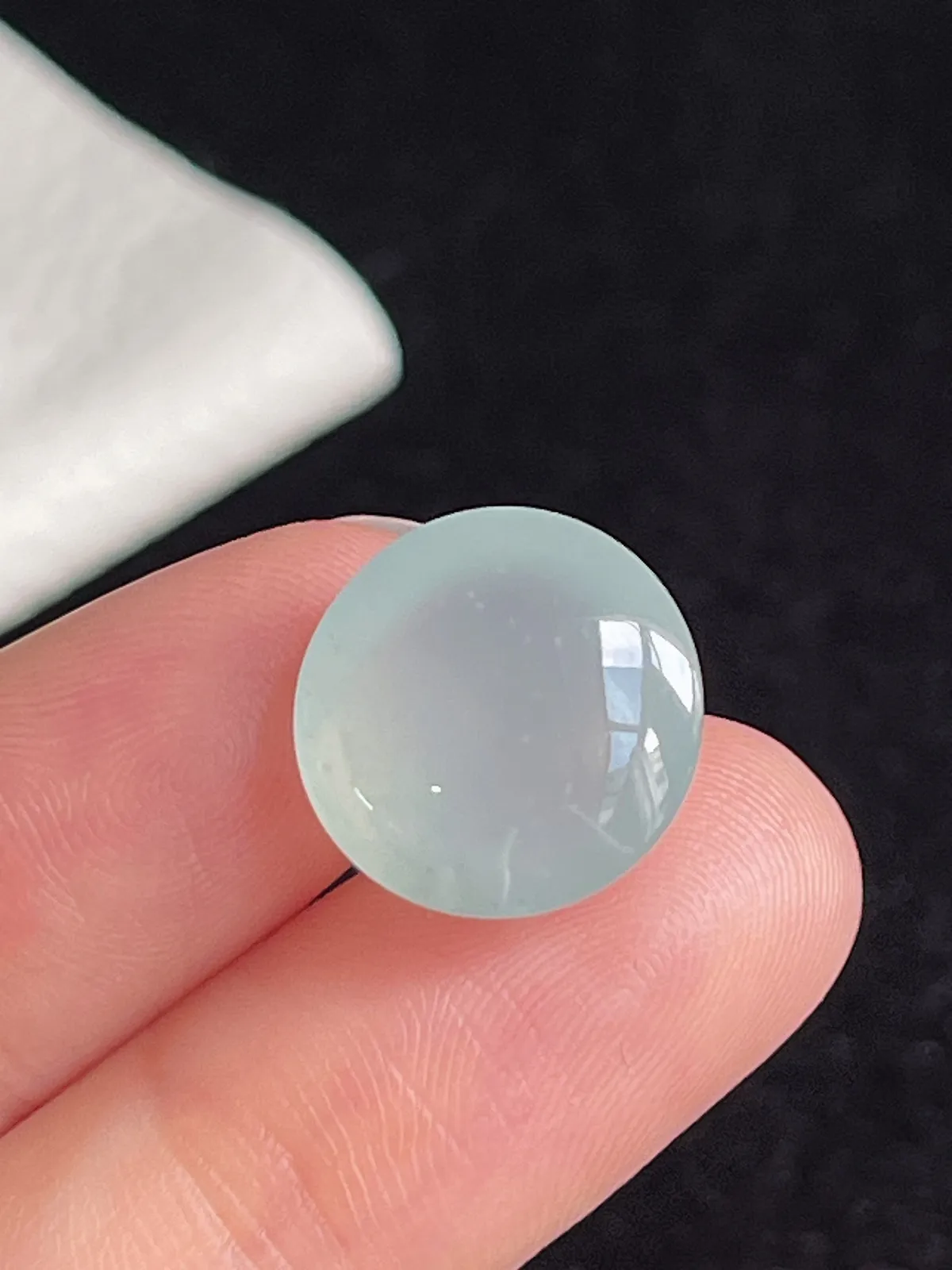 翡翠冰糯种淡绿色戒面