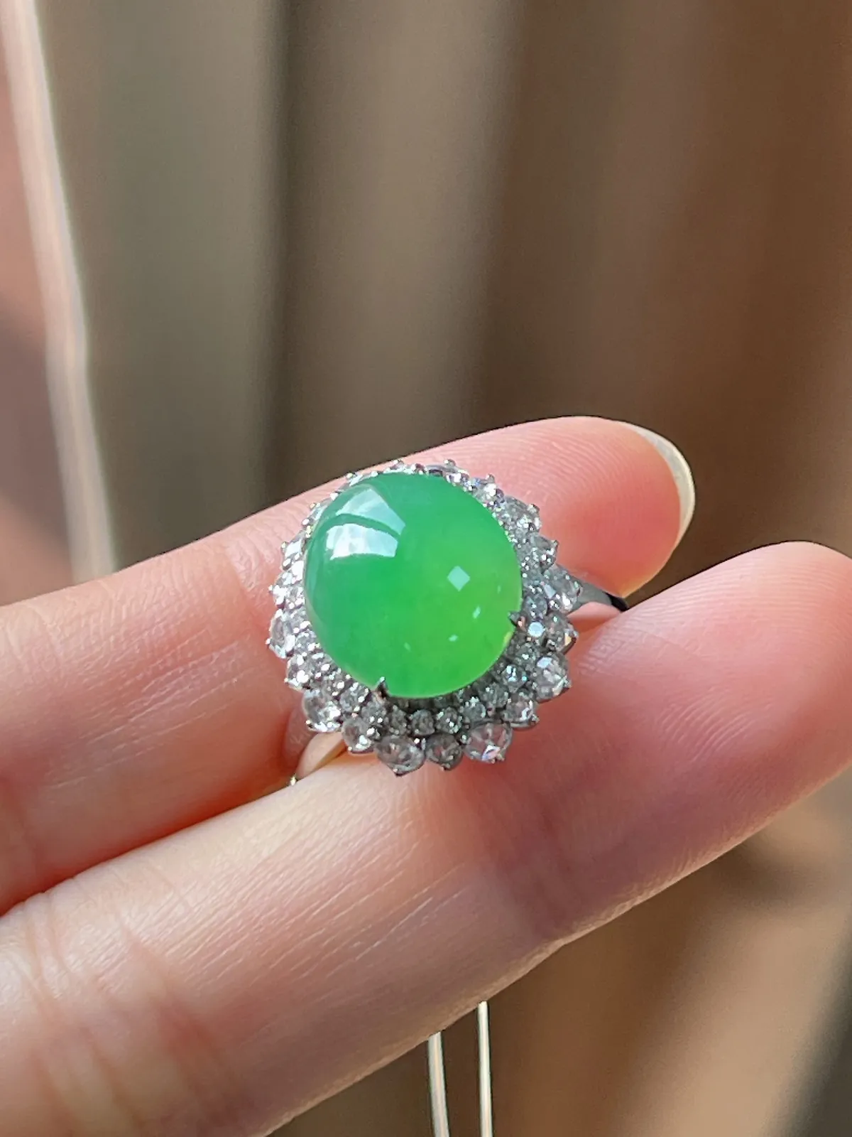 翡翠冰糯种绿色戒指