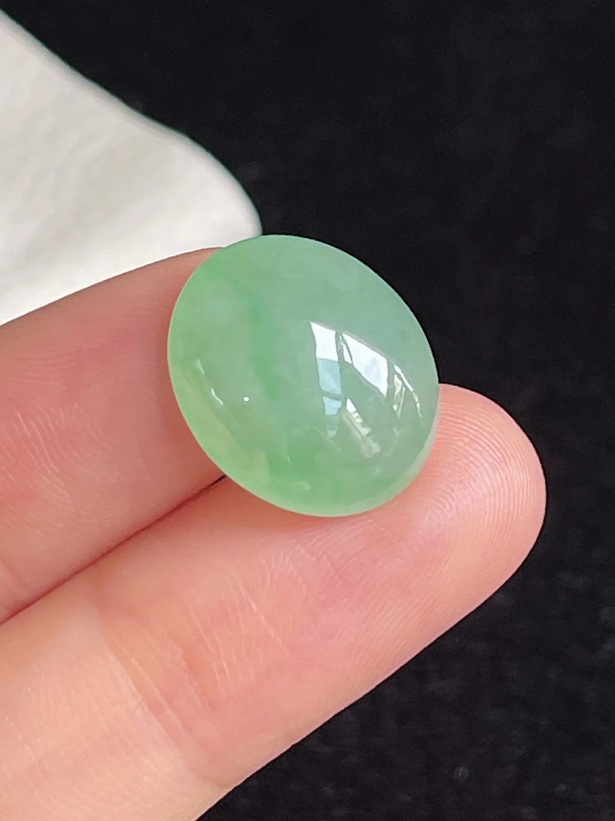 翡翠冰糯种浅绿色戒面