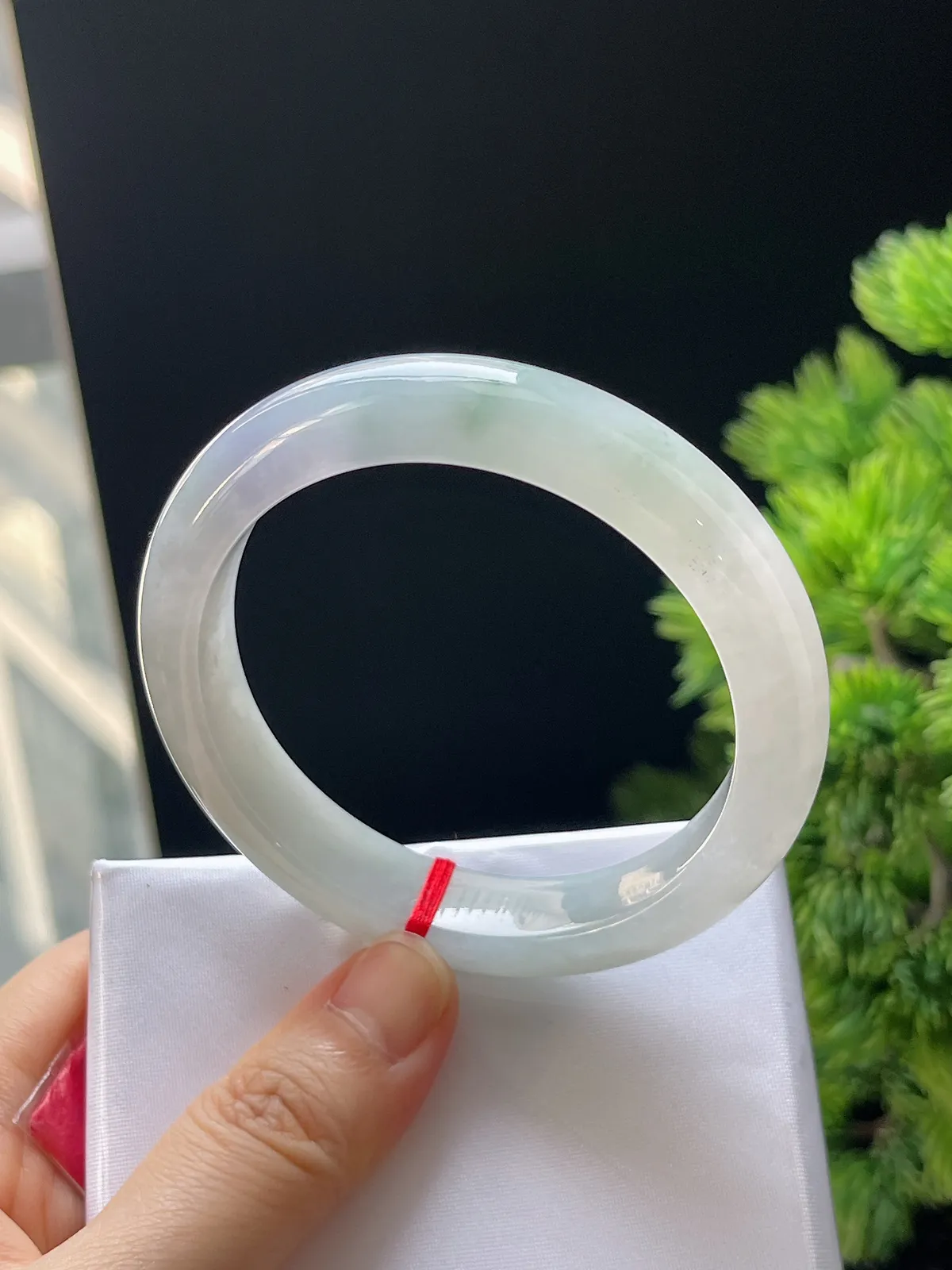 正圈55圈口，翡翠冰糯淡紫色手镯