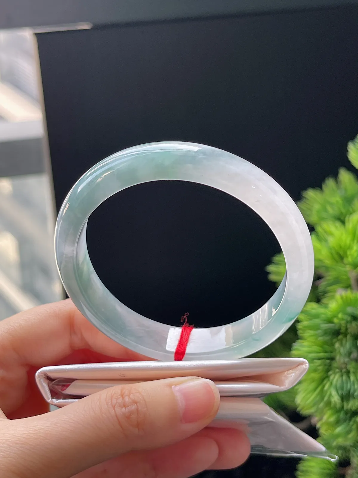 正圈57.2圈口，翡翠冰糯种飘花手镯