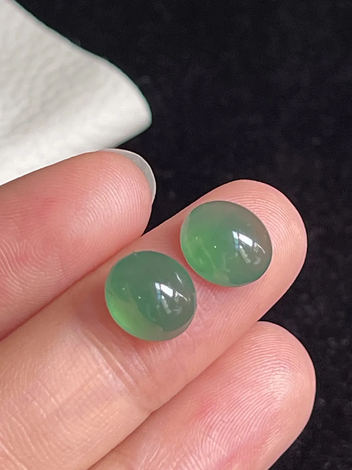 翡翠冰糯种绿色戒面，单颗价