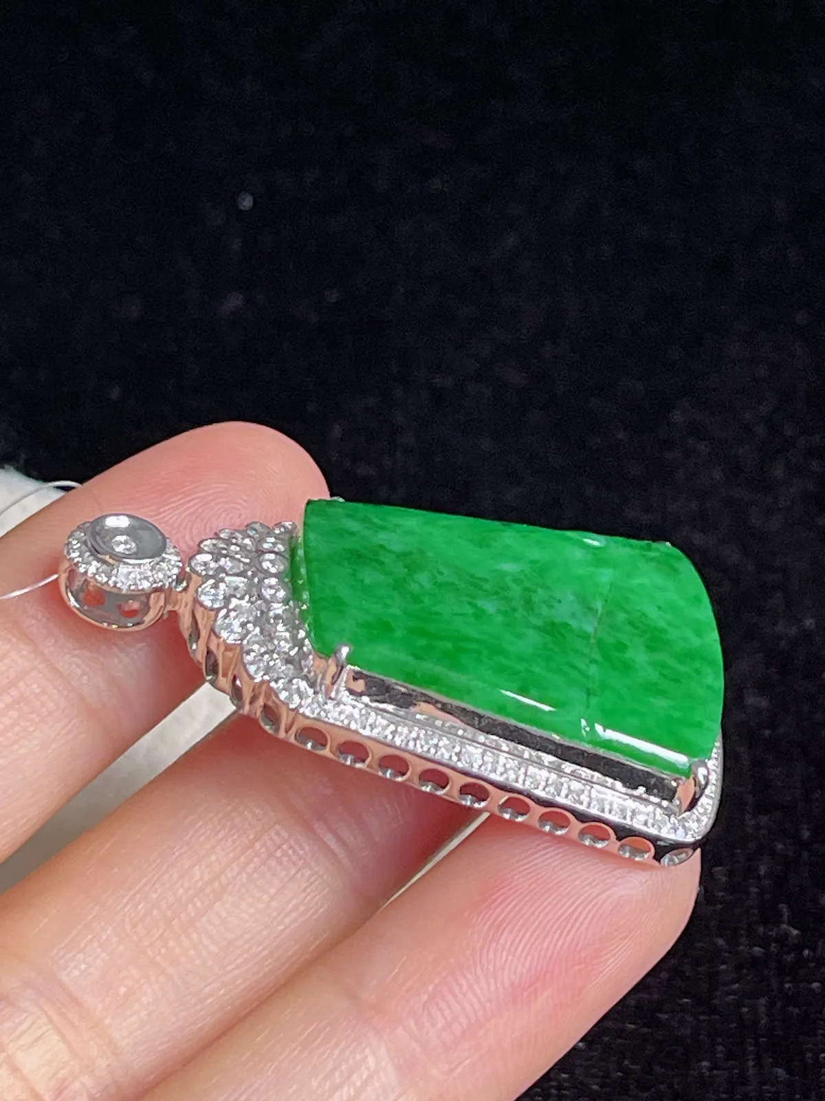 翡翠糯化种竹节挂坠，印记：G18K