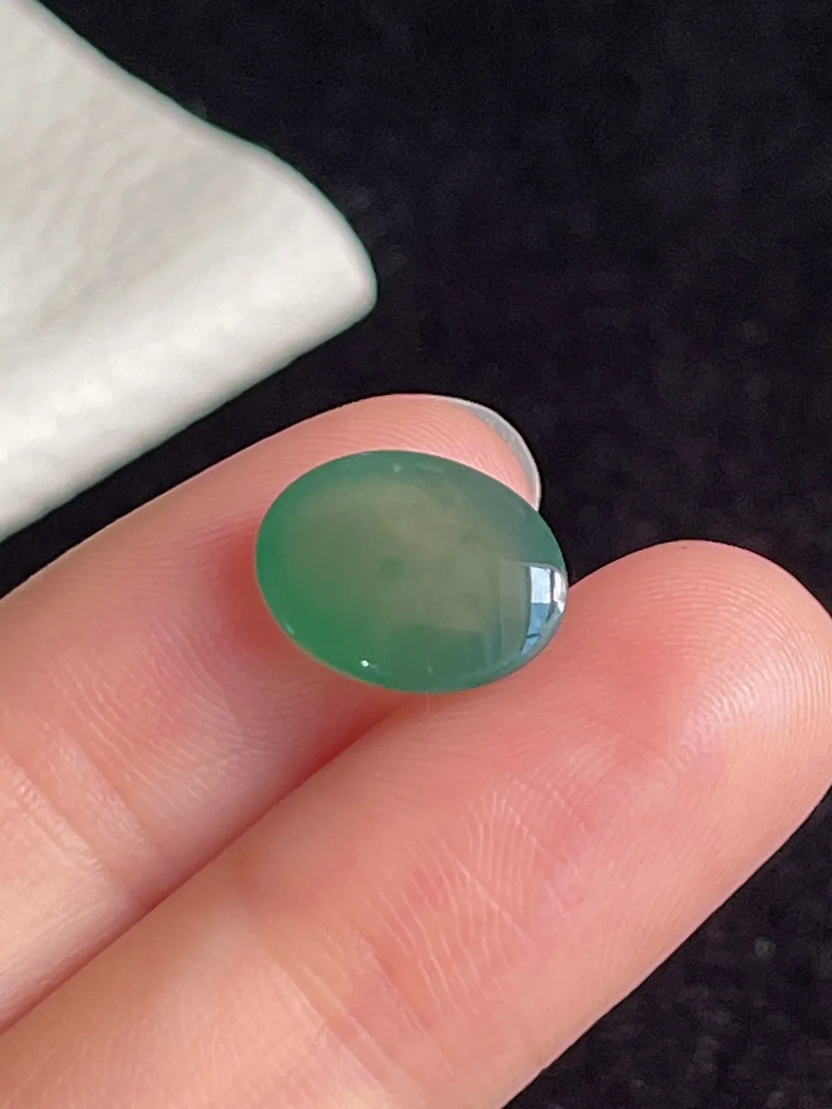 翡翠冰糯种绿色戒面