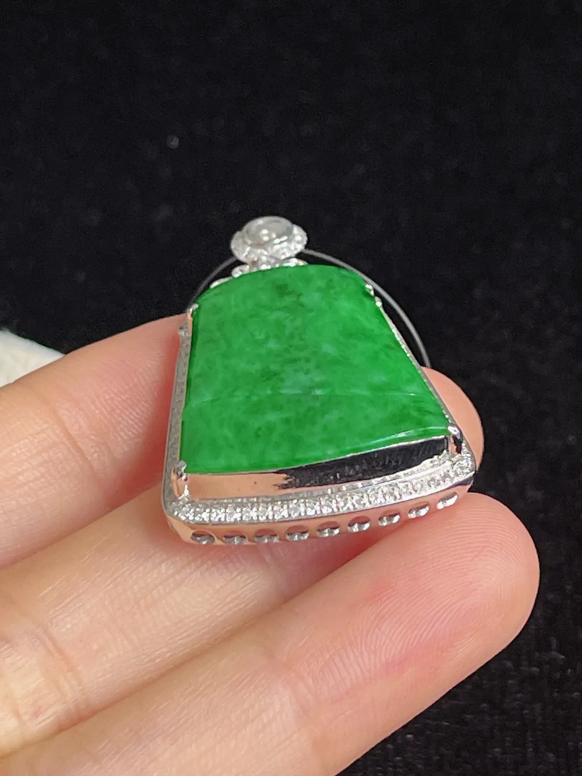 翡翠糯化种竹节挂坠，印记：G18K