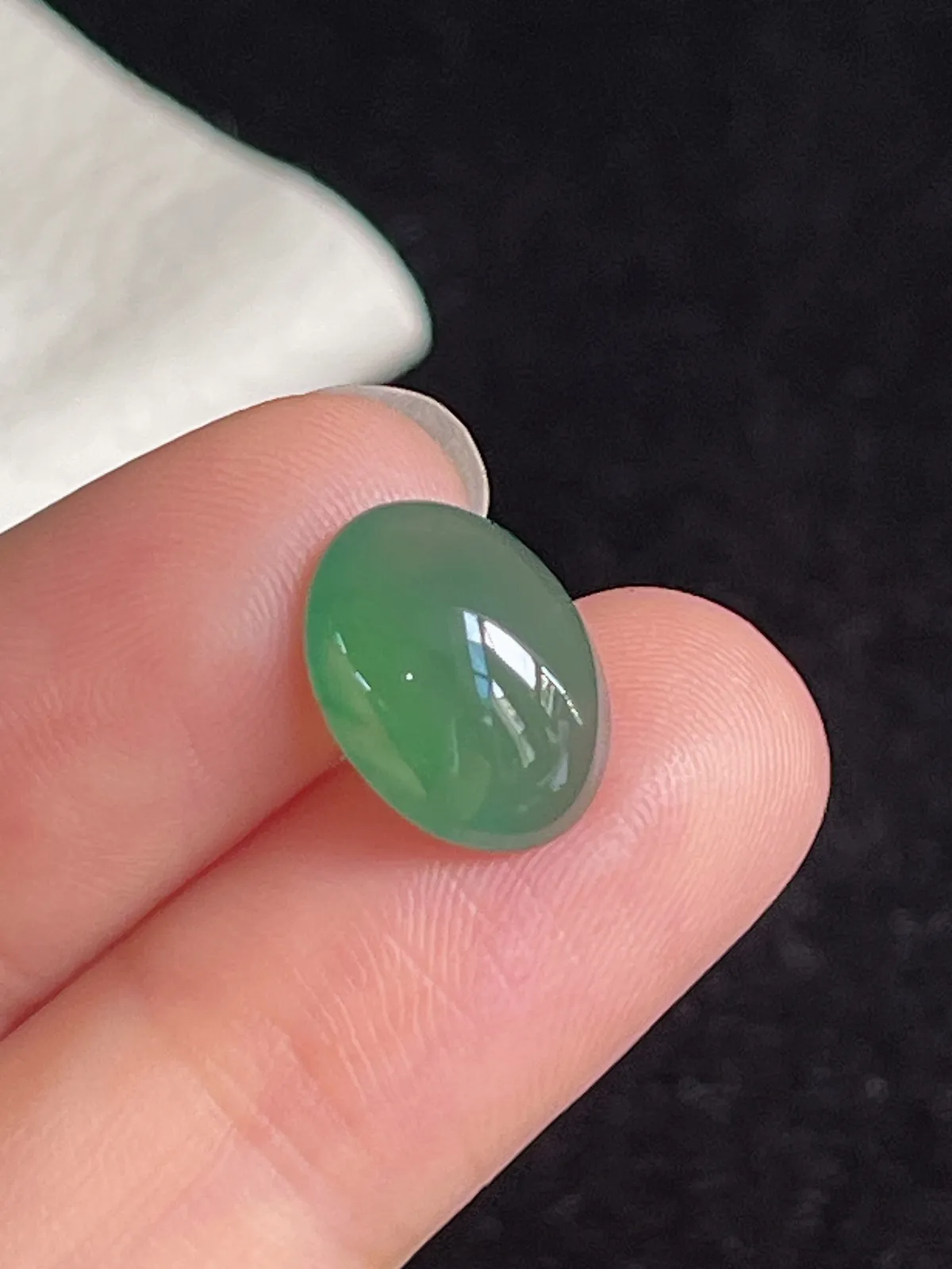 翡翠冰糯种绿色戒面