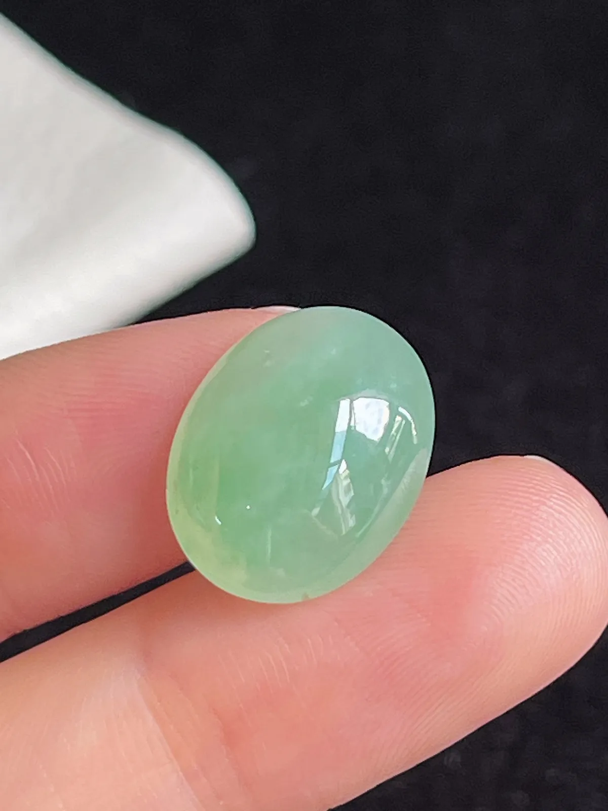 翡翠冰糯种浅绿色戒面