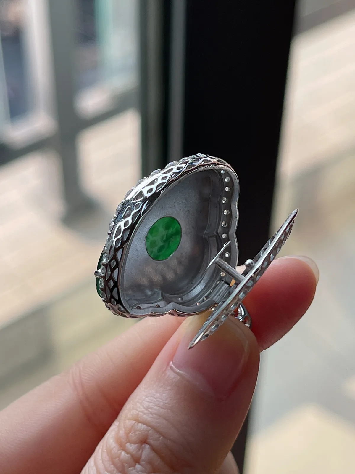 18k金翡翠冰糯种绿色佛公吊坠