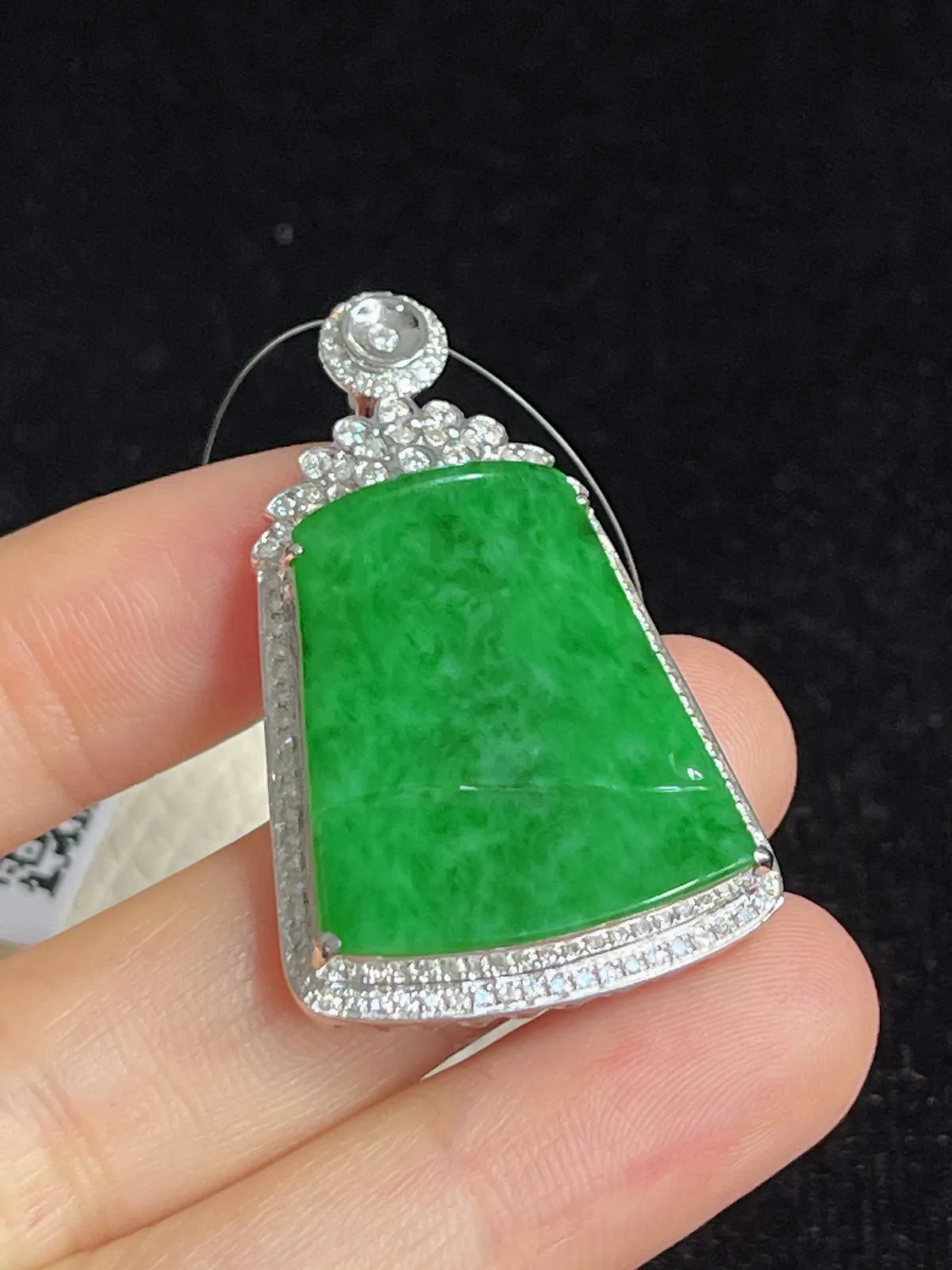 翡翠糯化种竹节挂坠，印记：G18K