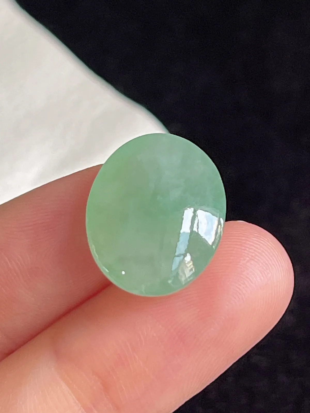 翡翠冰糯种浅绿色戒面