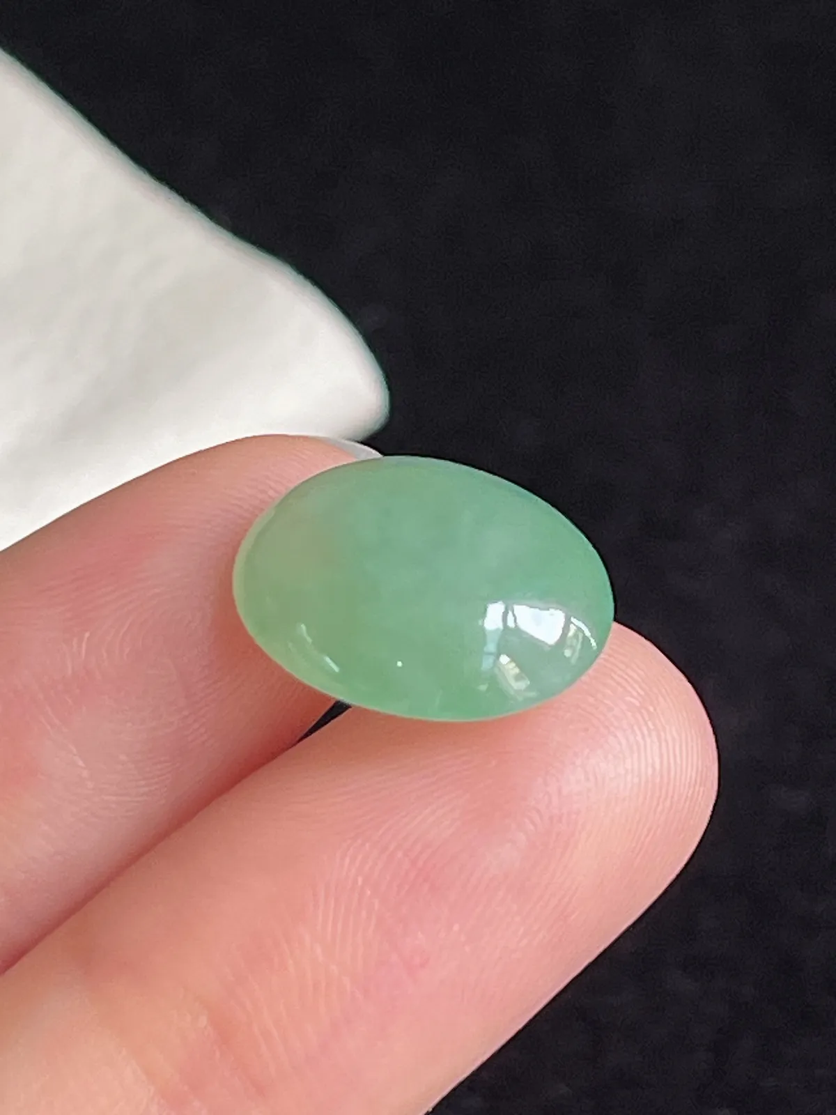 翡翠冰糯种浅绿色戒面