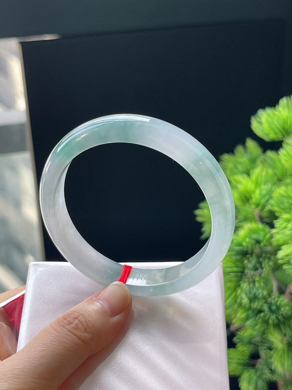 正圈57.2圈口，翡翠冰糯种飘花手镯