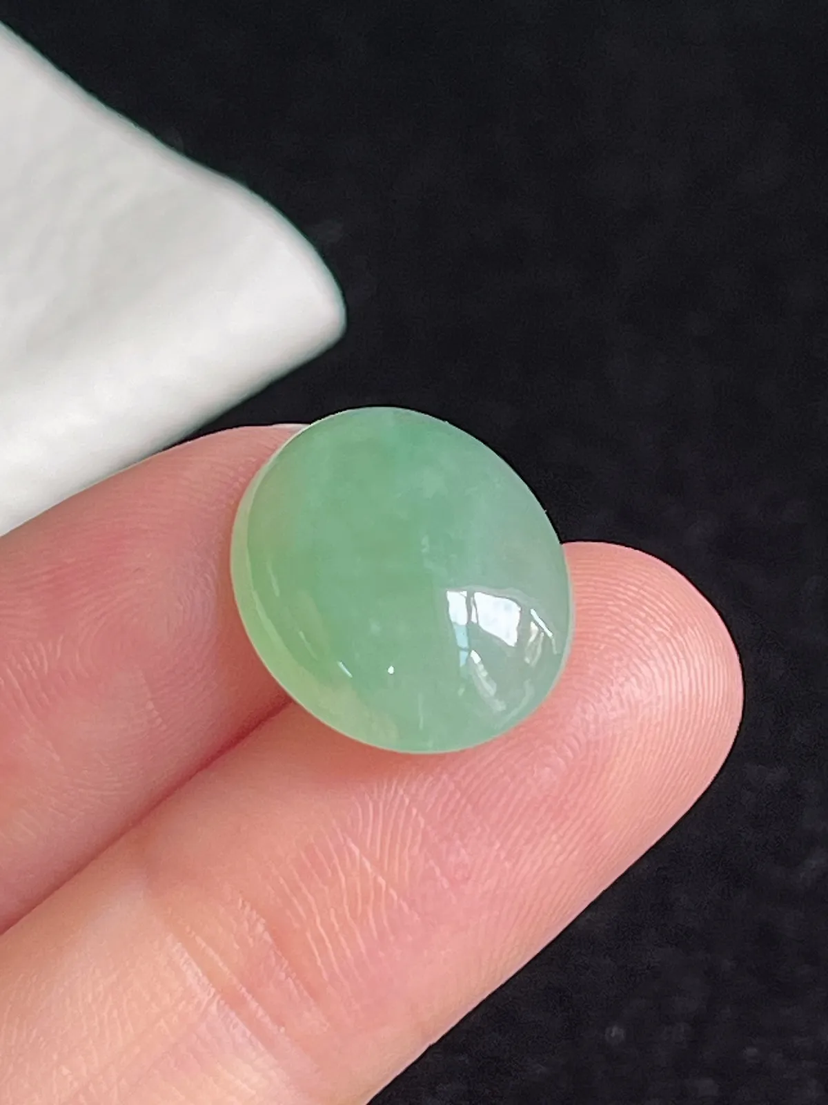 翡翠冰糯种浅绿色戒面