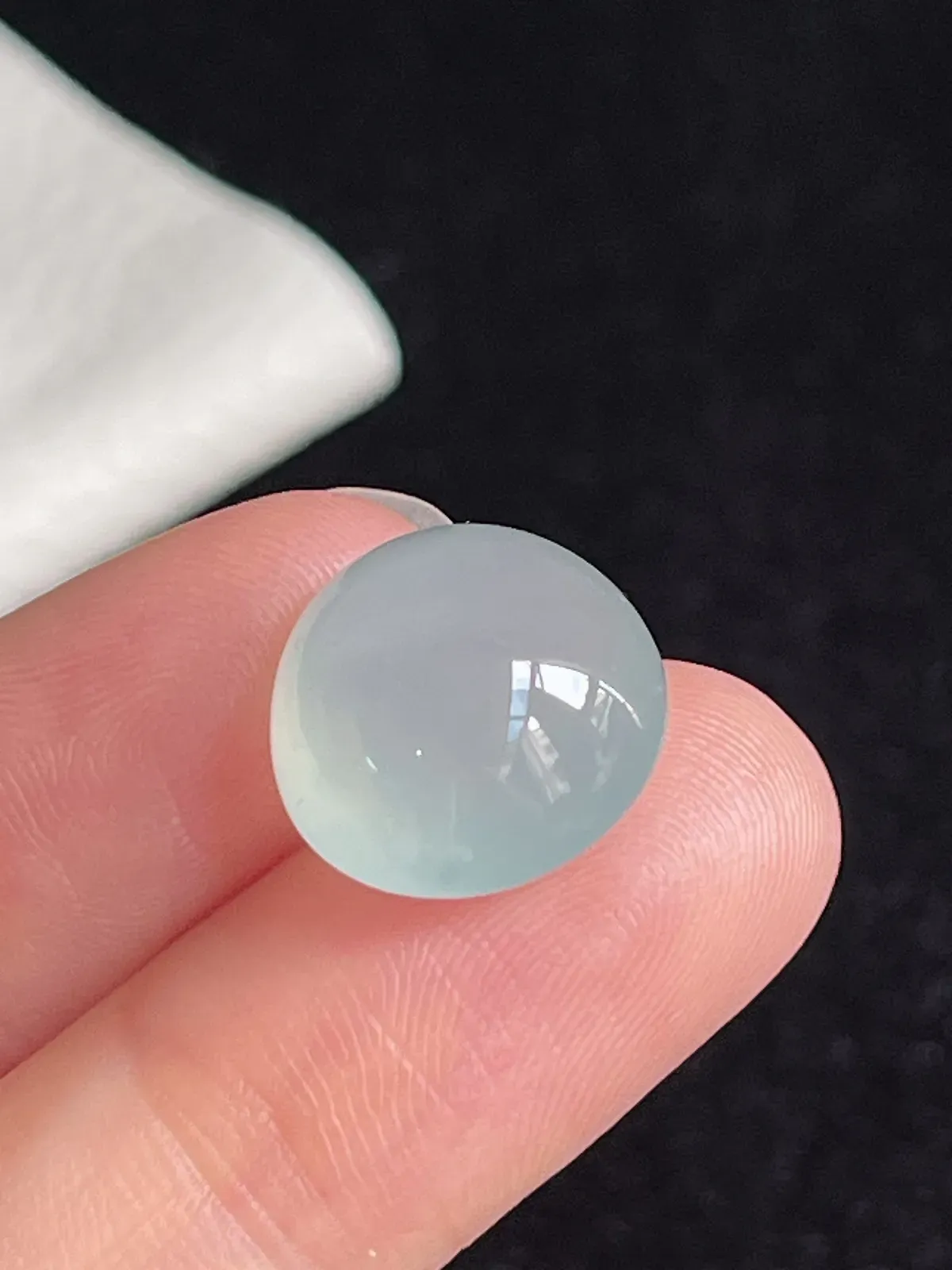 翡翠冰糯种淡绿色戒面