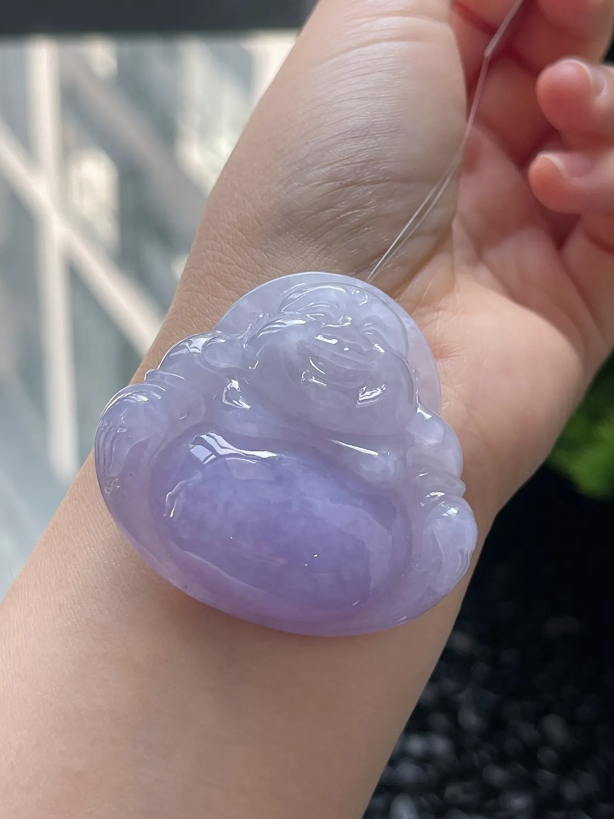 翡翠糯化种淡紫色吊坠