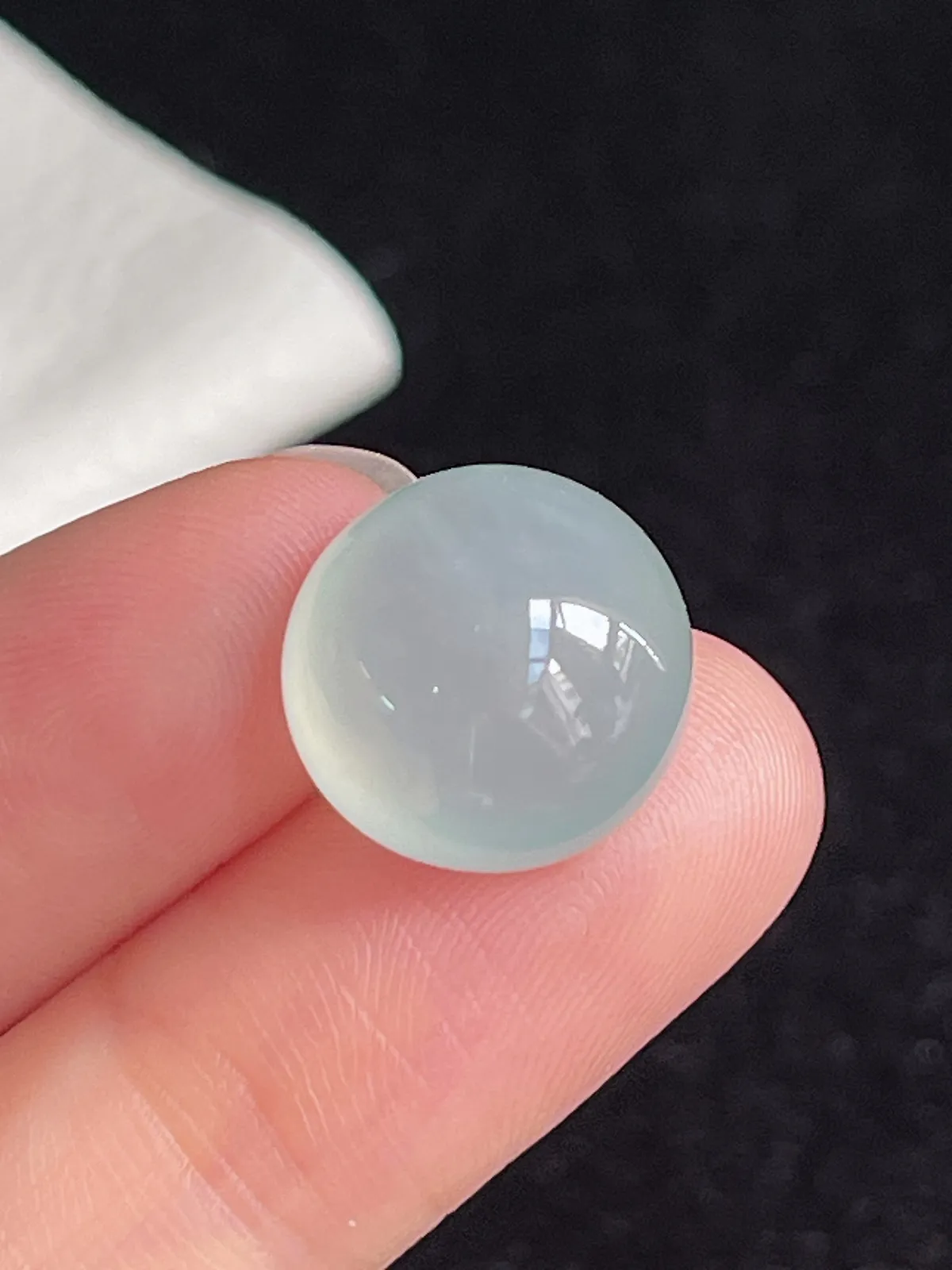 翡翠冰糯种淡绿色戒面