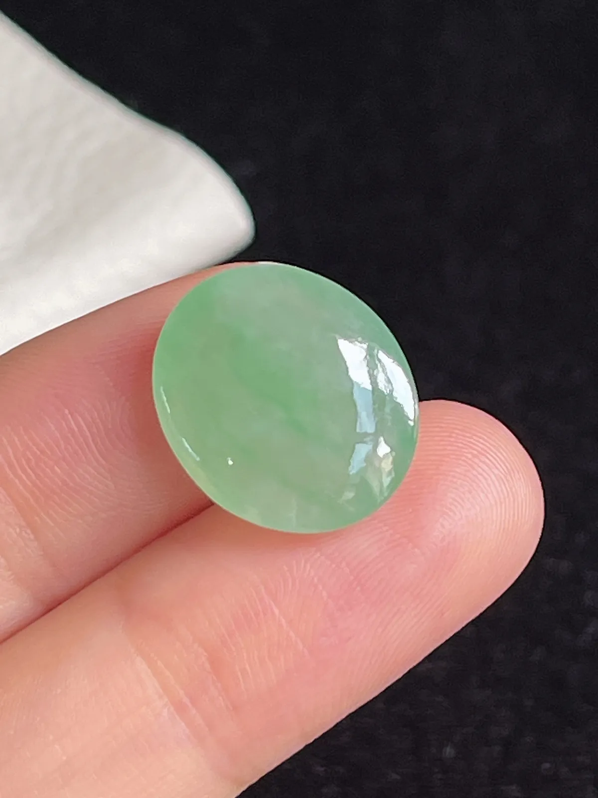 翡翠冰糯种浅绿色戒面
