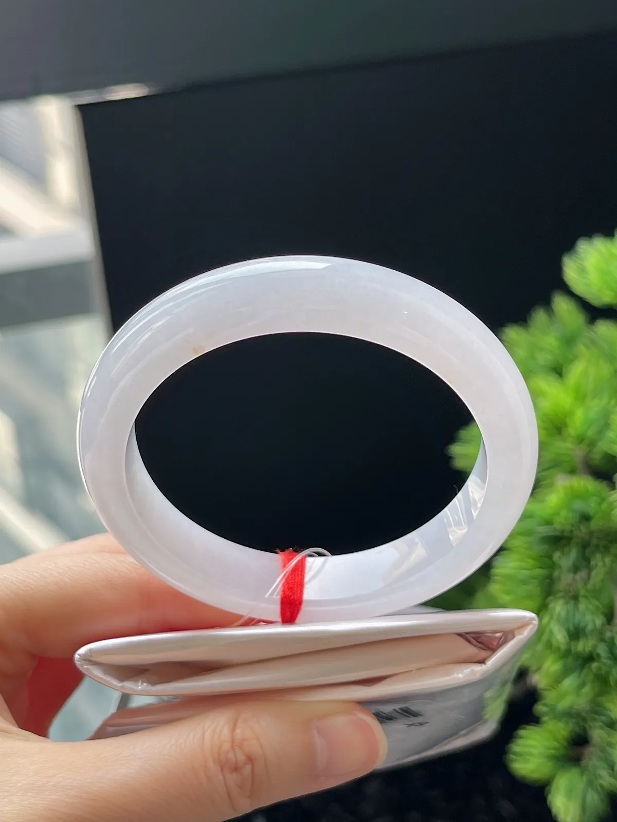 正圈55圈口，翡翠冰糯白色手镯