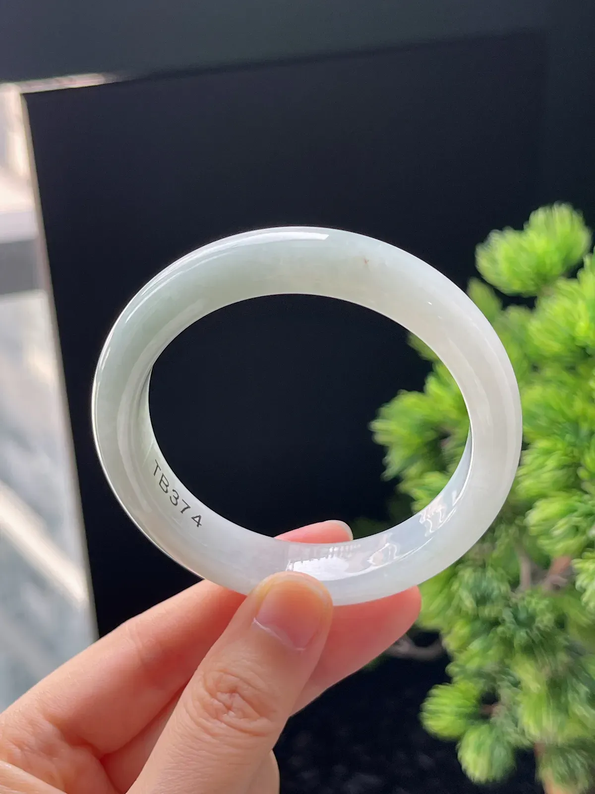 正圈55.2圈口，翡翠冰糯种白色手镯