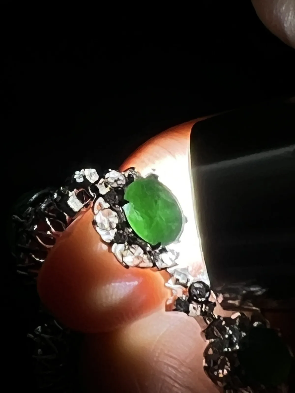 18k金翡翠冰满绿手链