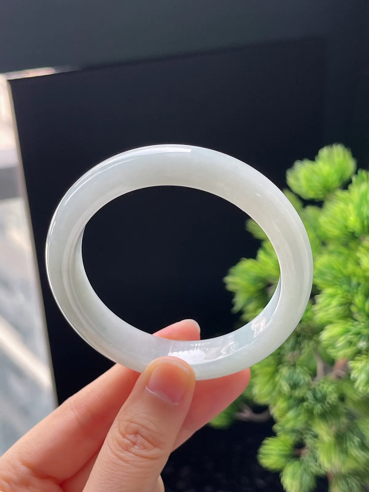 正圈55.2圈口，翡翠冰糯种白色手镯