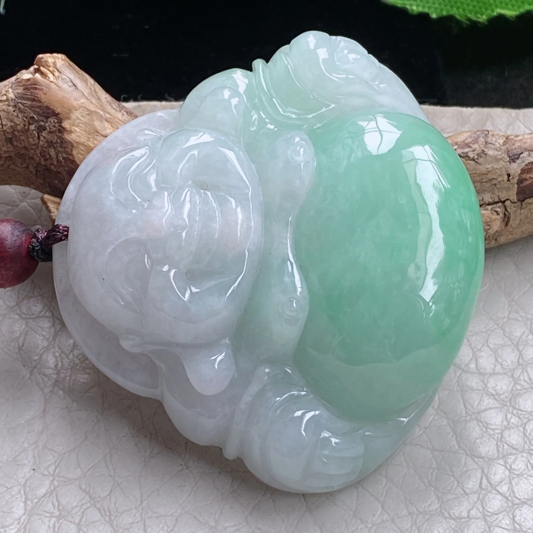 zen自然光39.8*43.6*12天然缅甸翡翠冰润佛公吊坠 大肚弥勒佛项坠