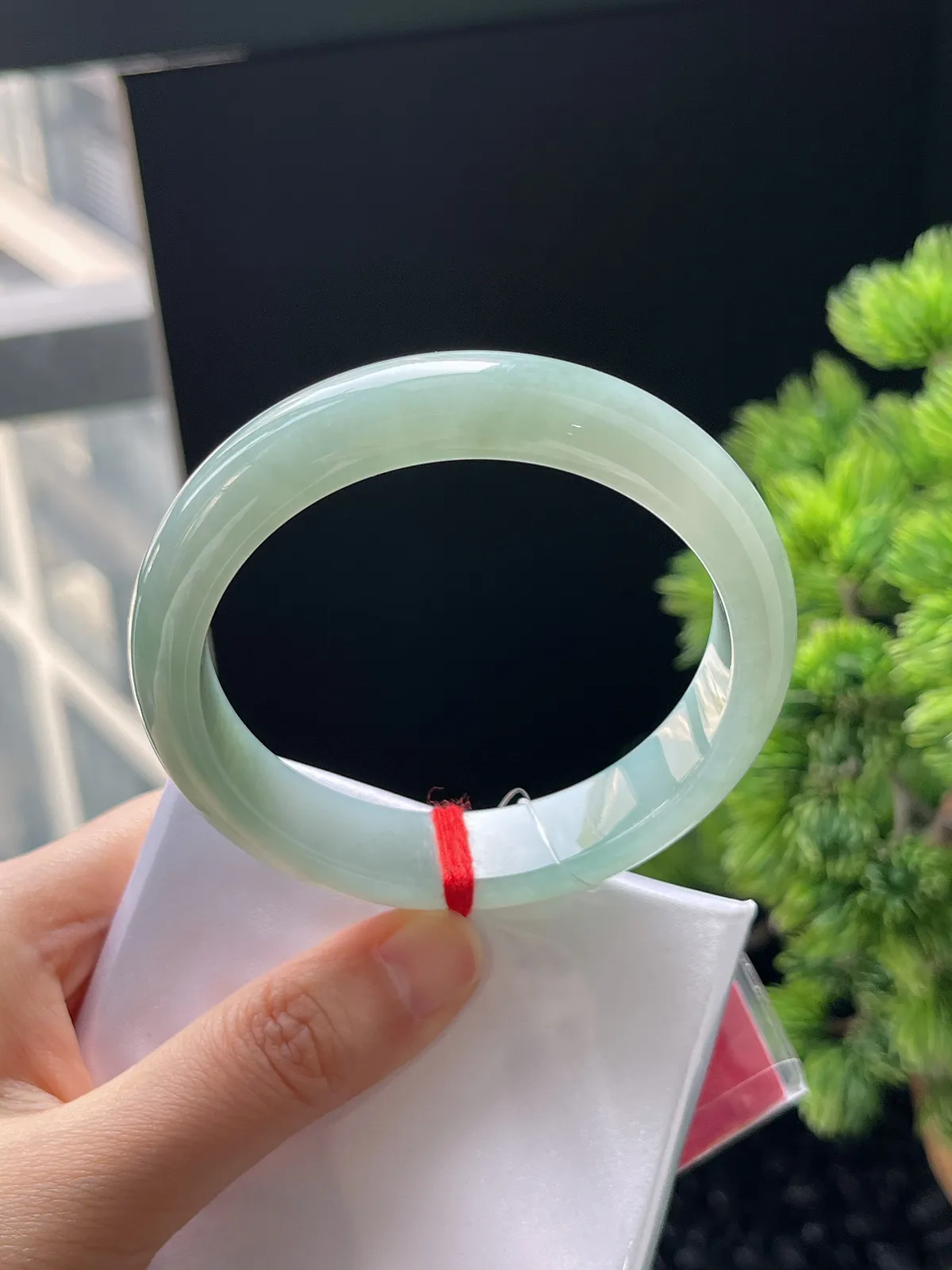 正圈58圈口，翡翠冰糯种绿色手镯