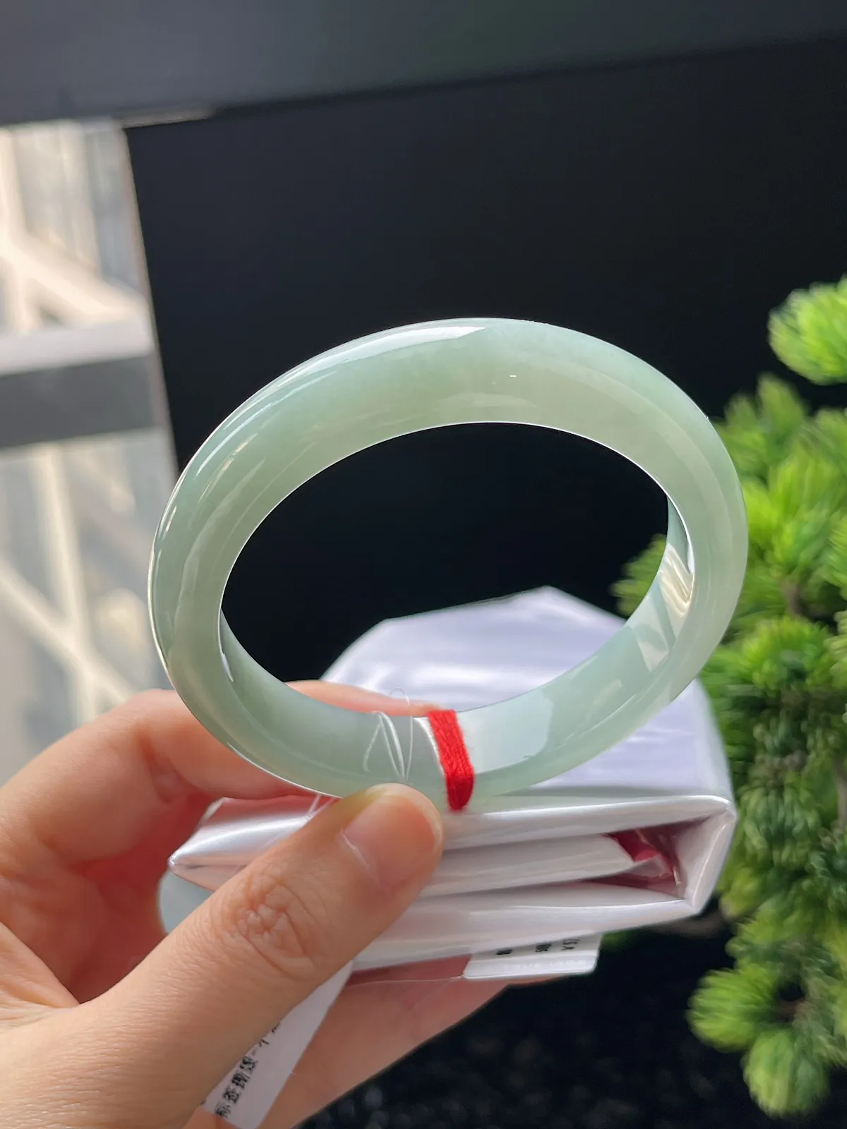 正圈58圈口，翡翠冰糯种绿色手镯