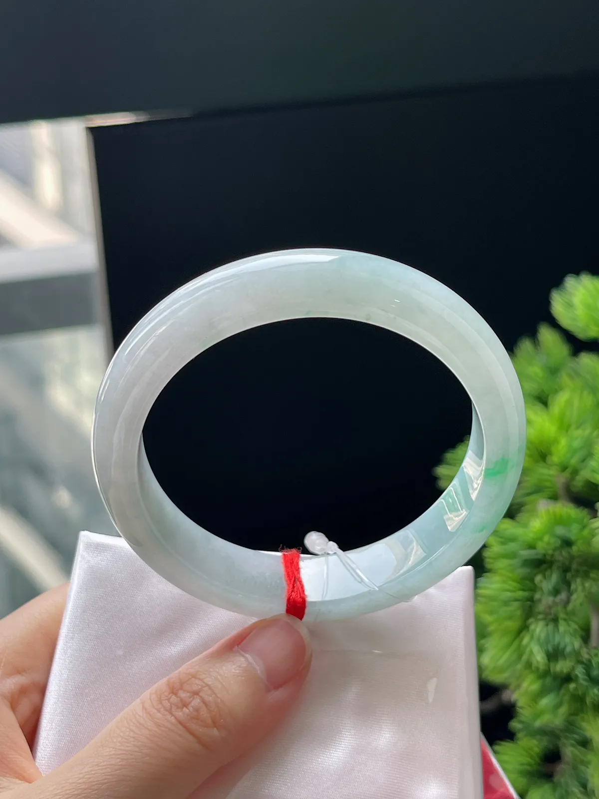 正圈57.2圈口，翡翠冰糯种飘花手镯