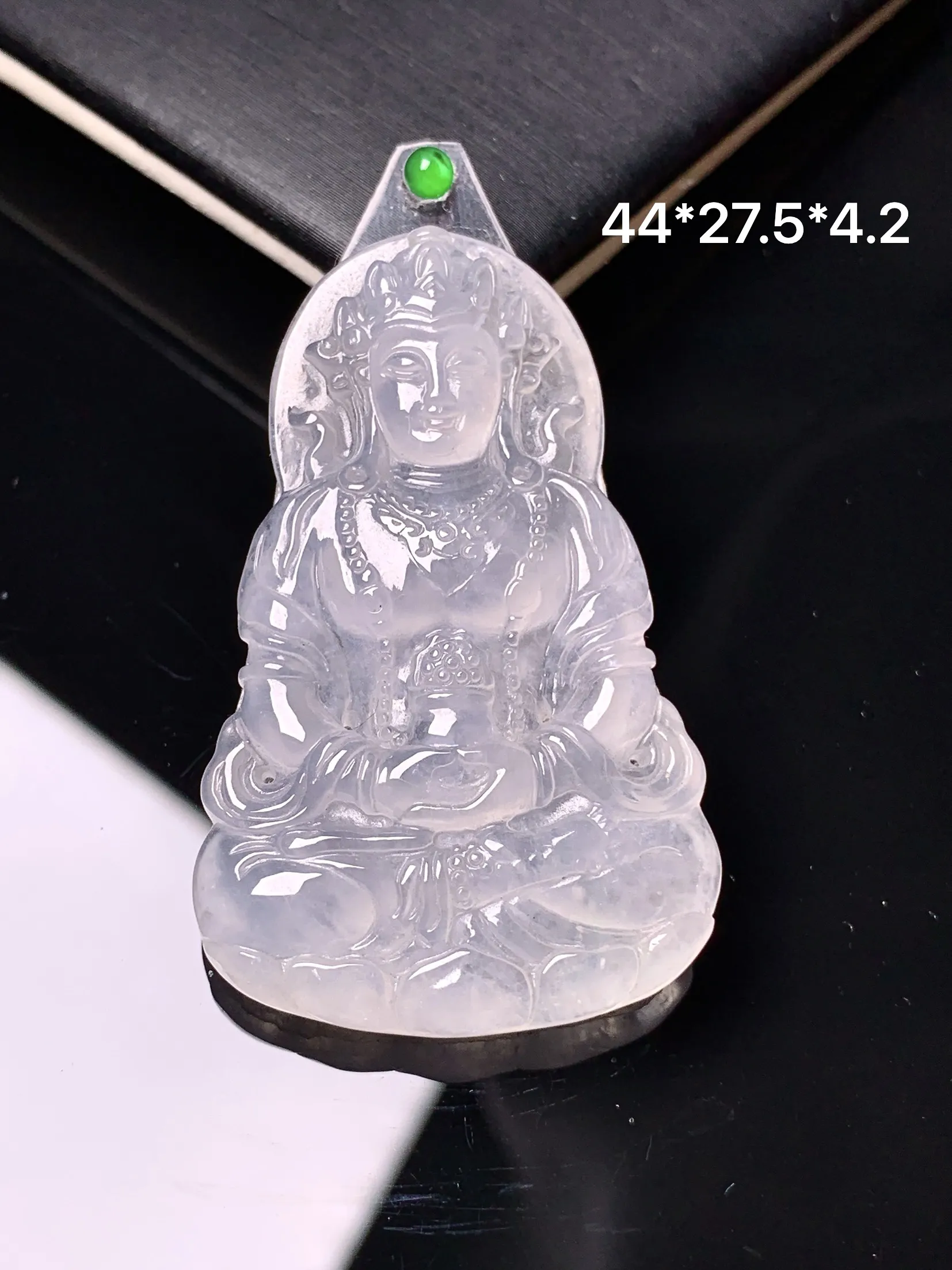 镶嵌款 冰种度母观音菩萨吊坠 玉质细腻 色泽艳丽清新 整体尺寸44*27.5*4.2
